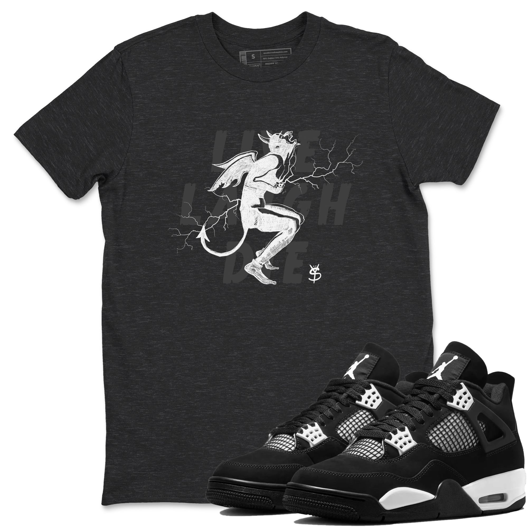 Laughing Devil snkmatch Tees - Air Jordan 4 White Thunder