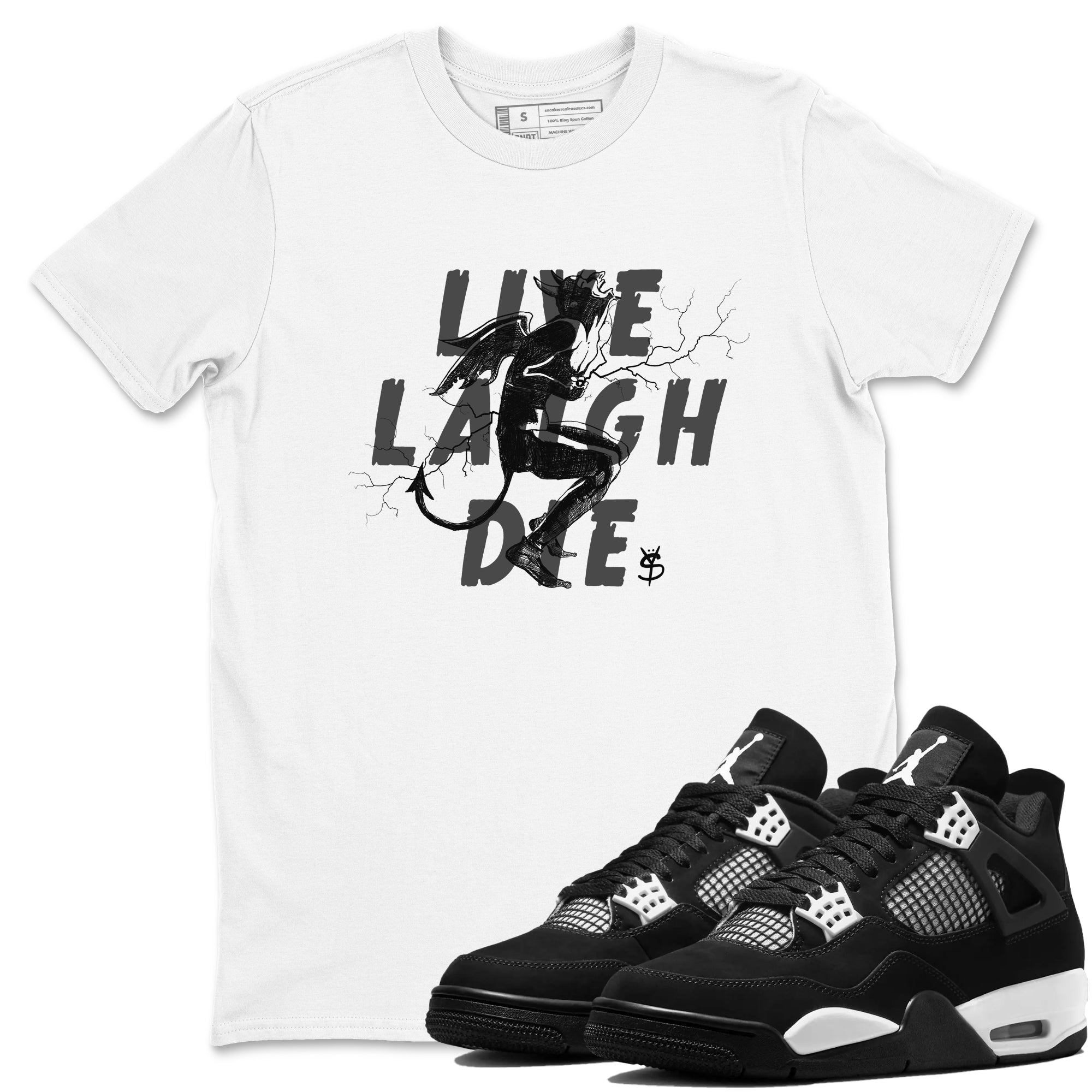 Laughing Devil snkmatch Tees - Air Jordan 4 White Thunder