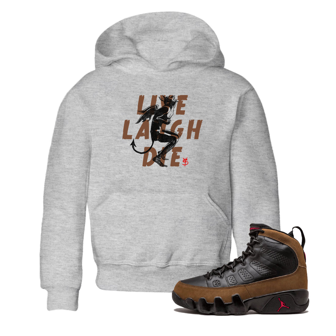 Laughing Devil snkmatch Tees Kids - Air Jordan 9 Olive