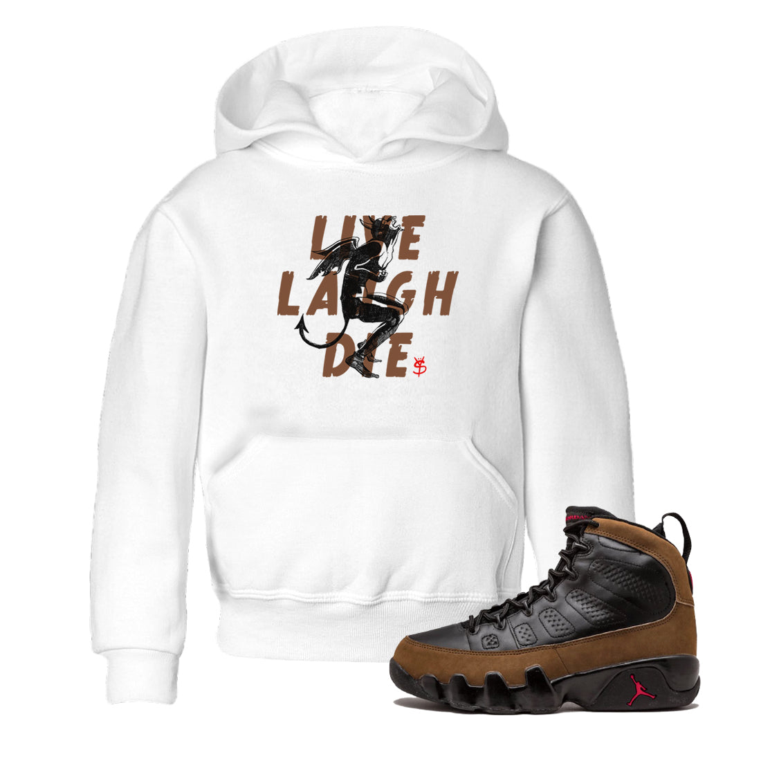 Laughing Devil snkmatch Tees Kids - Air Jordan 9 Olive