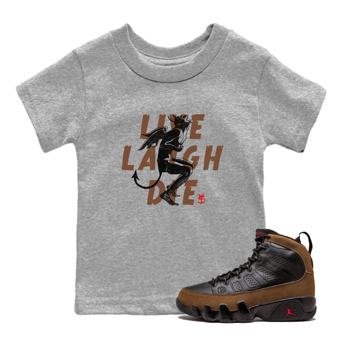 Laughing Devil snkmatch Tees Kids - Air Jordan 9 Olive
