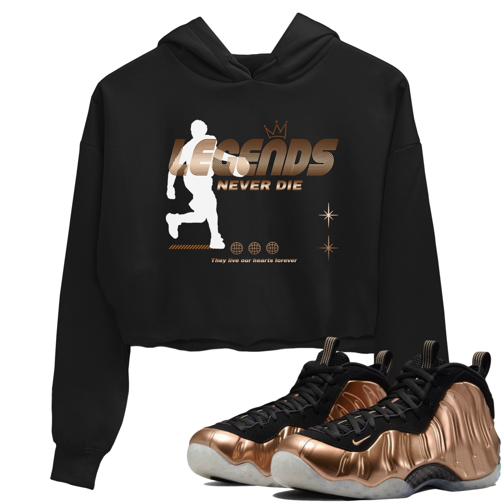 Legends Never Die snkmatch Women's Top - Air Foamposite One Metallic Copper