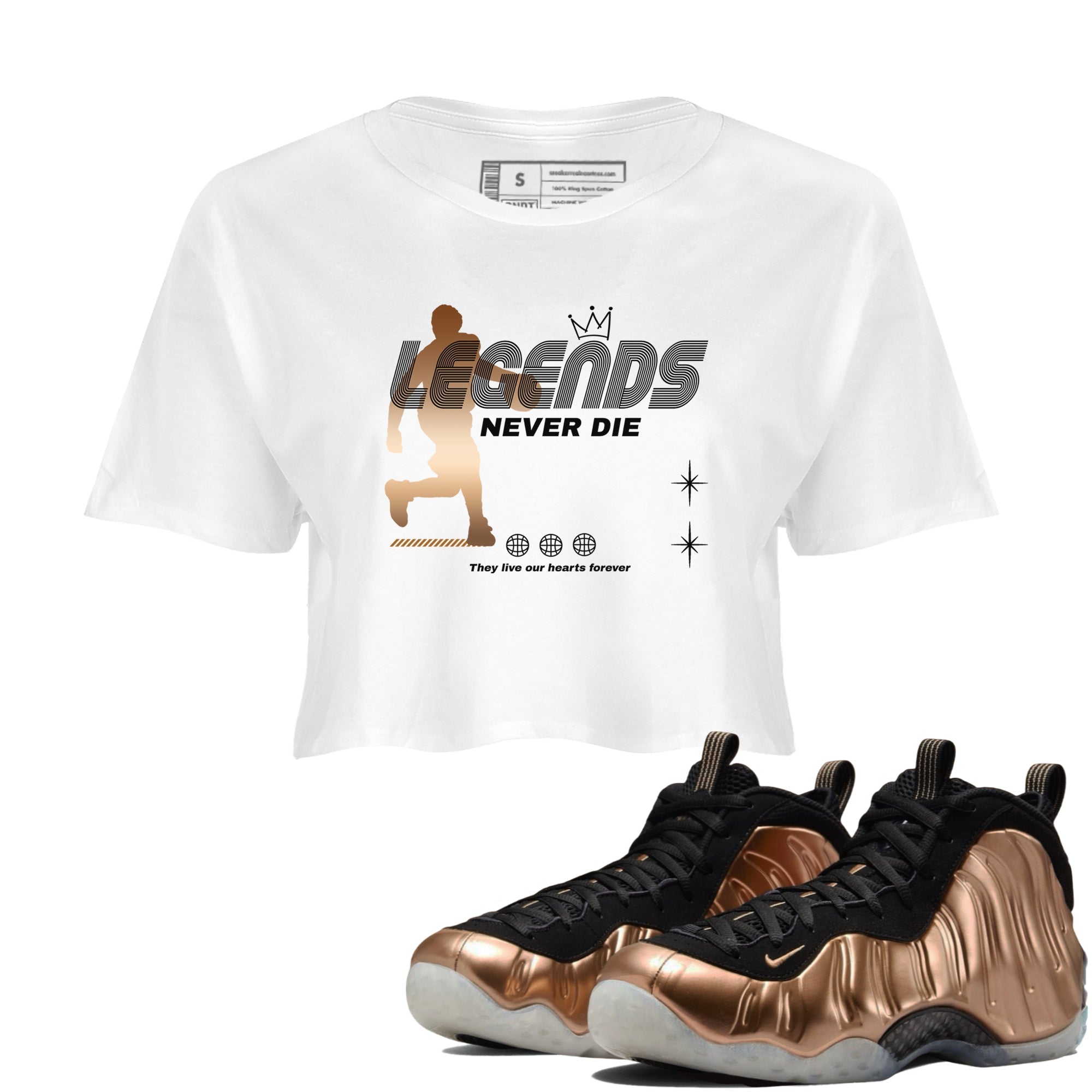 Legends Never Die snkmatch Women's Top - Air Foamposite One Metallic Copper