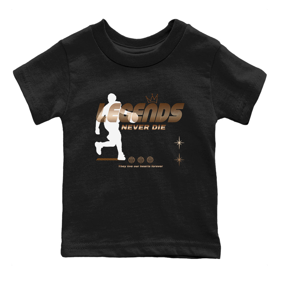 Legends Never Die snkmatch Tees Kids - Air Foamposite One Metallic Copper