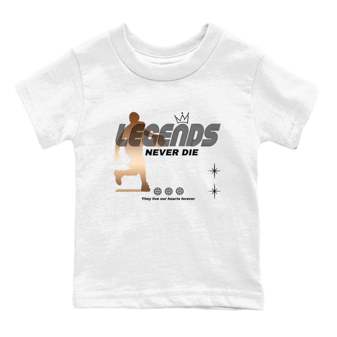 Legends Never Die snkmatch Tees Kids - Air Foamposite One Metallic Copper