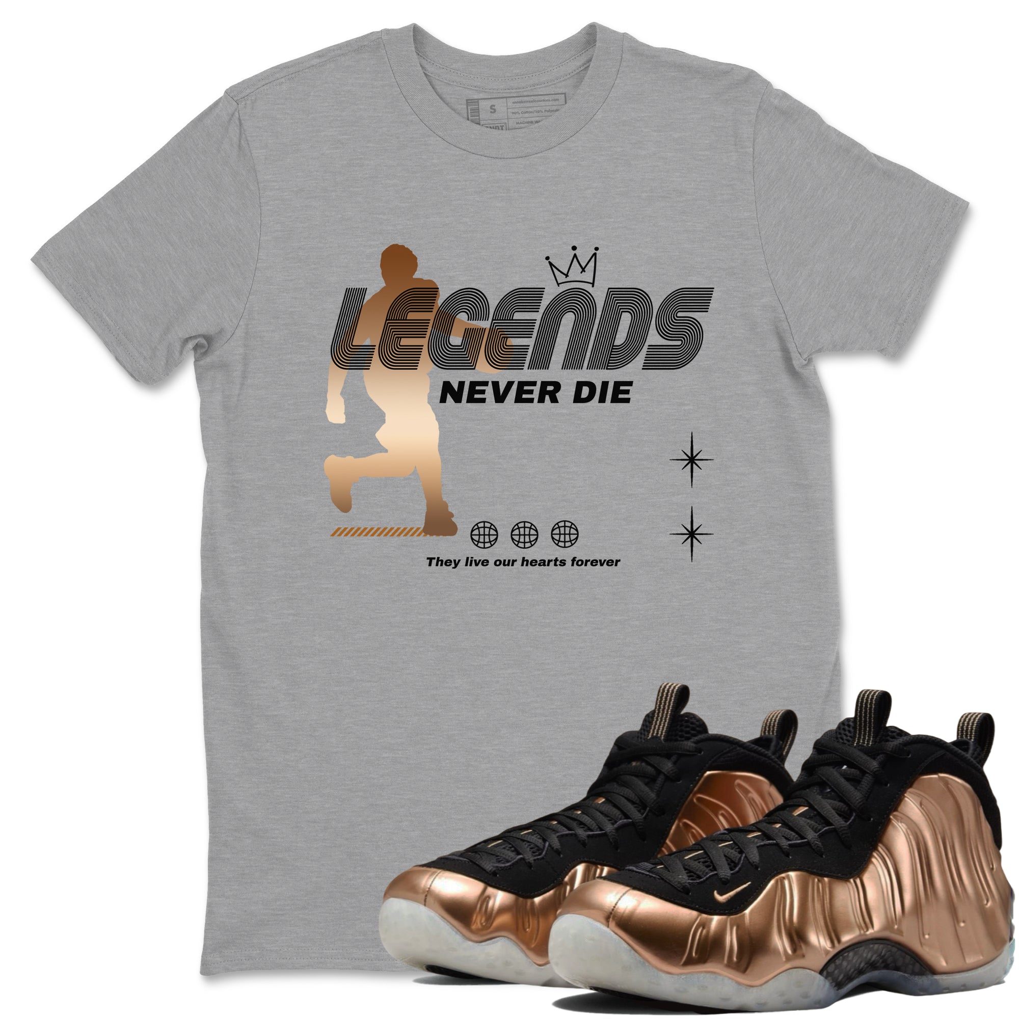 Legends Never Die snkmatch Tees - Air Foamposite One Metallic Copper