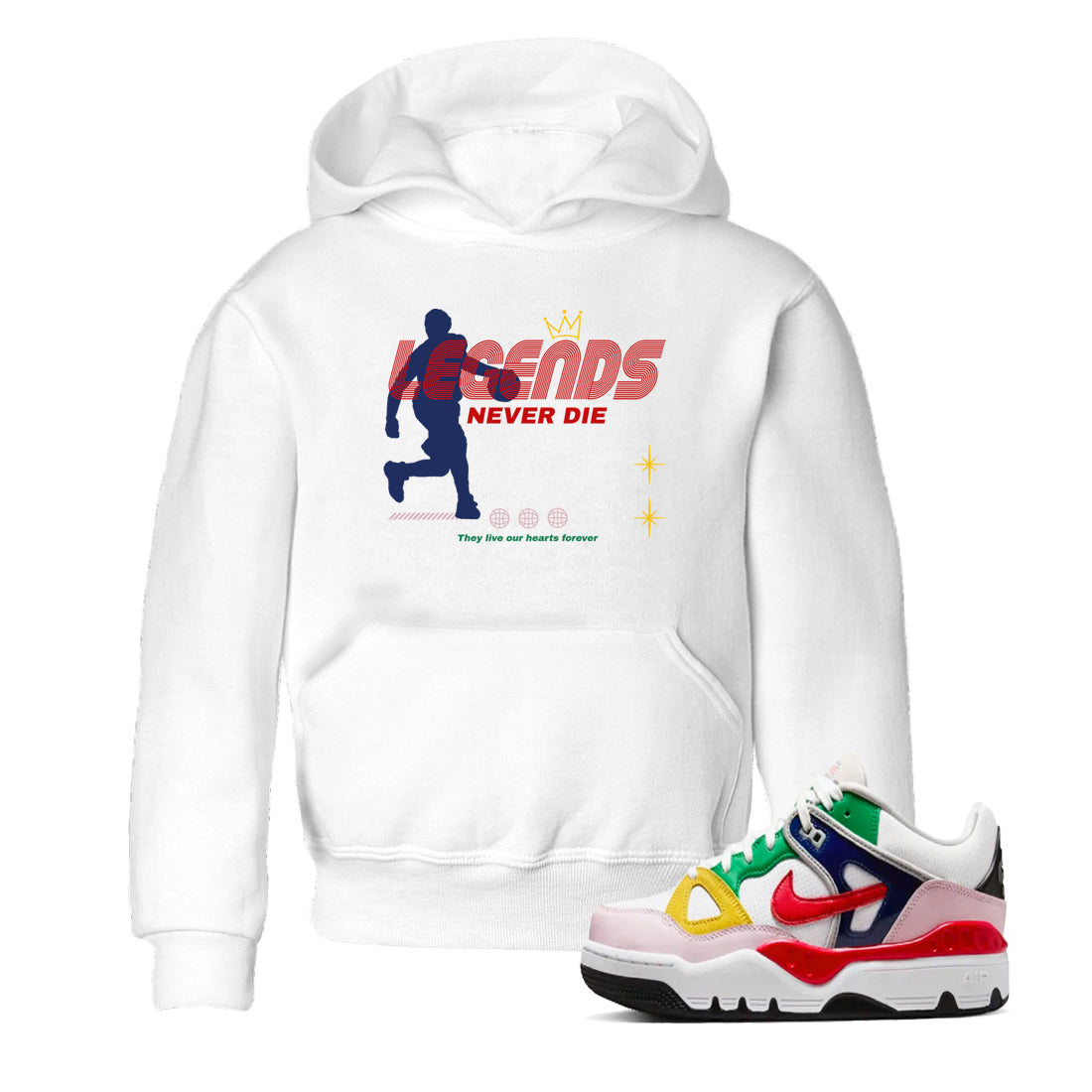 Legends Never Die snkmatch Tees Kids - Air Force 3 Blue Void and Tour Yellow
