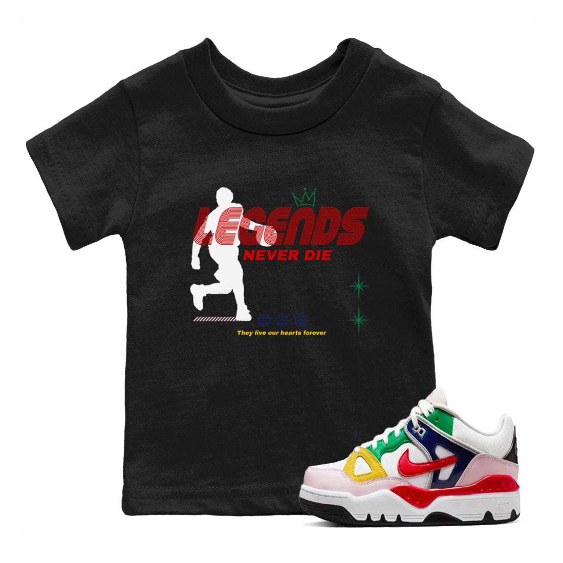 Legends Never Die snkmatch Tees Kids - Air Force 3 Blue Void and Tour Yellow
