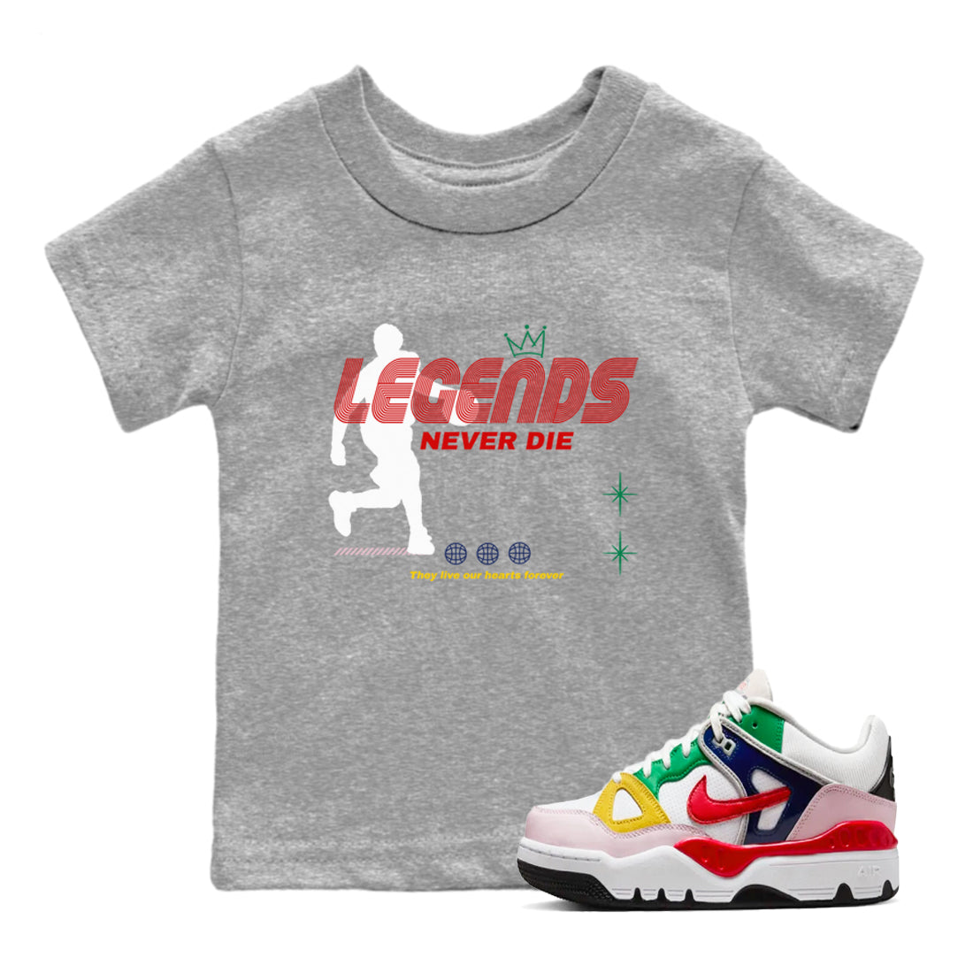 Legends Never Die snkmatch Tees Kids - Air Force 3 Blue Void and Tour Yellow