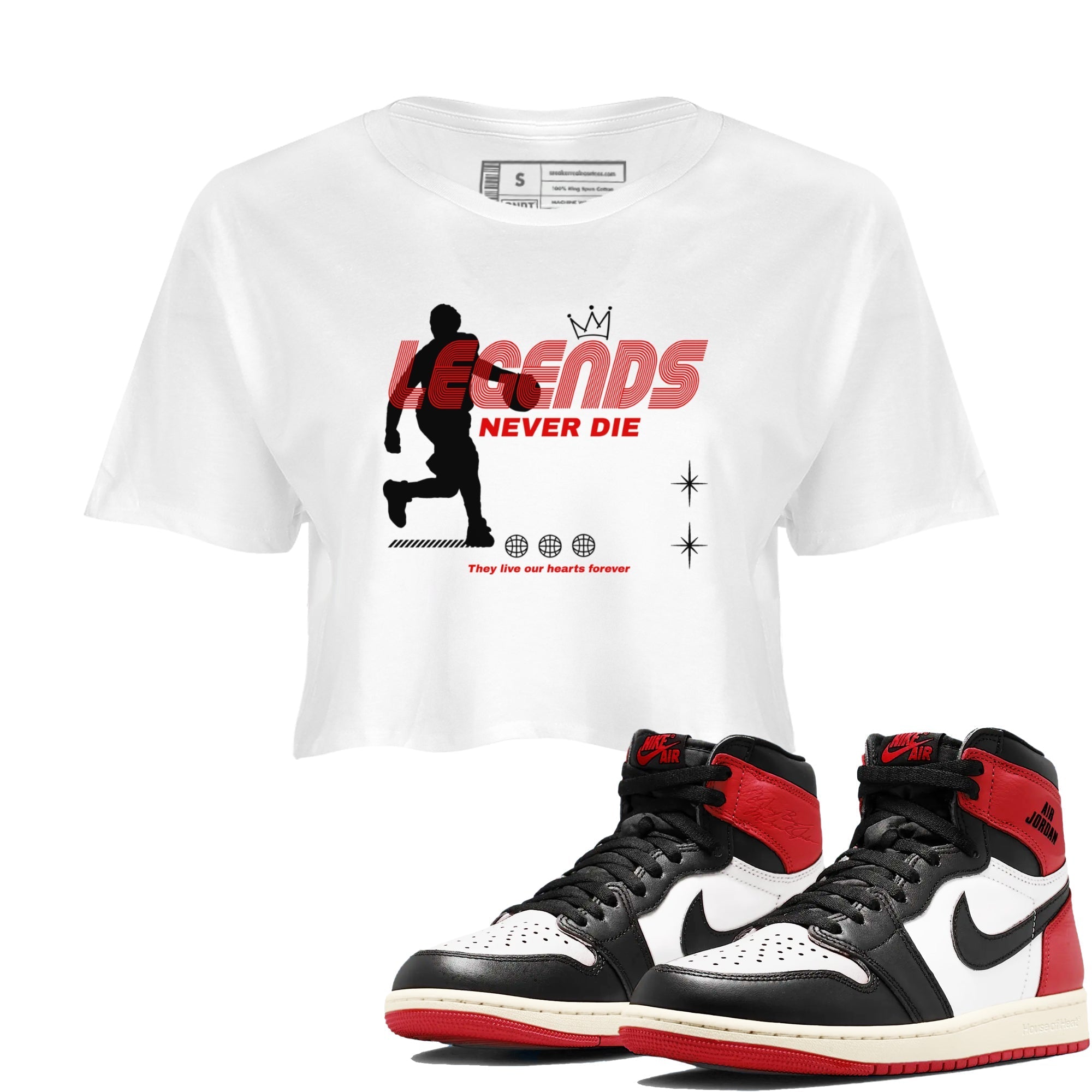Legends Never Die snkmatch Women's Top - Air Jordan 1 Black Toe Reimagined
