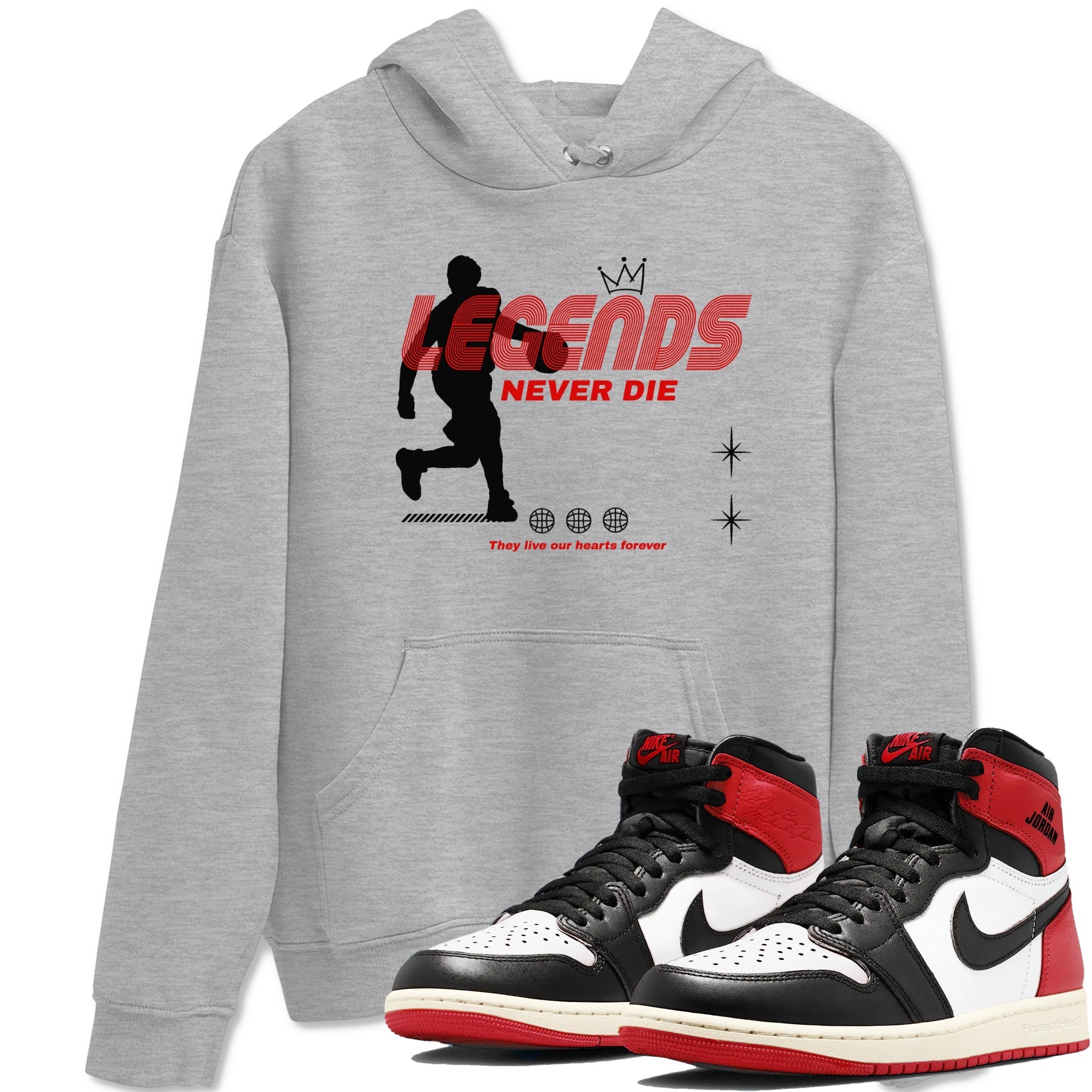 Legends Never Die snkmatch Tees - Air Jordan 1 Black Toe Reimagined