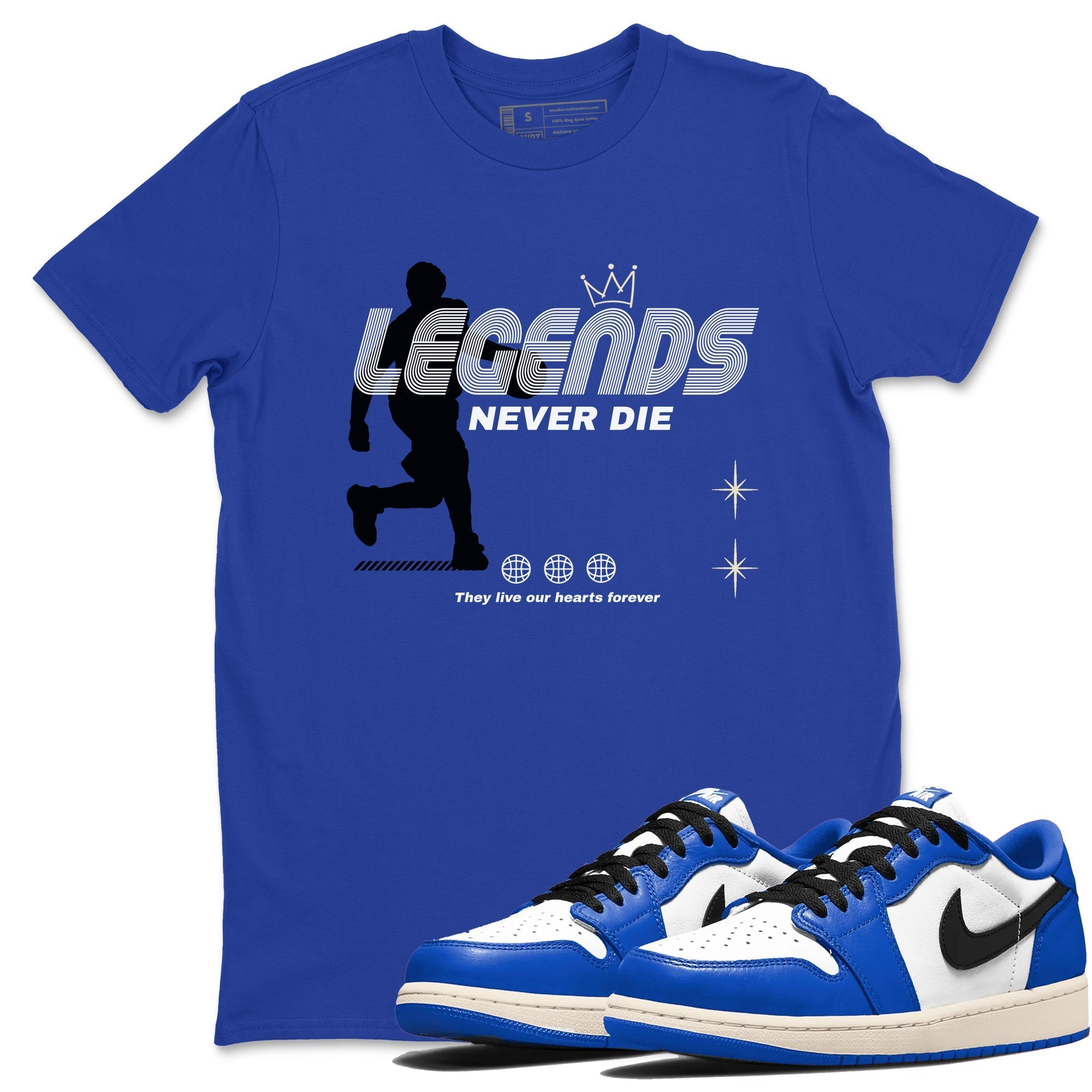 Legends Never Die snkmatch Tees - Air Jordan 1 Game Royal