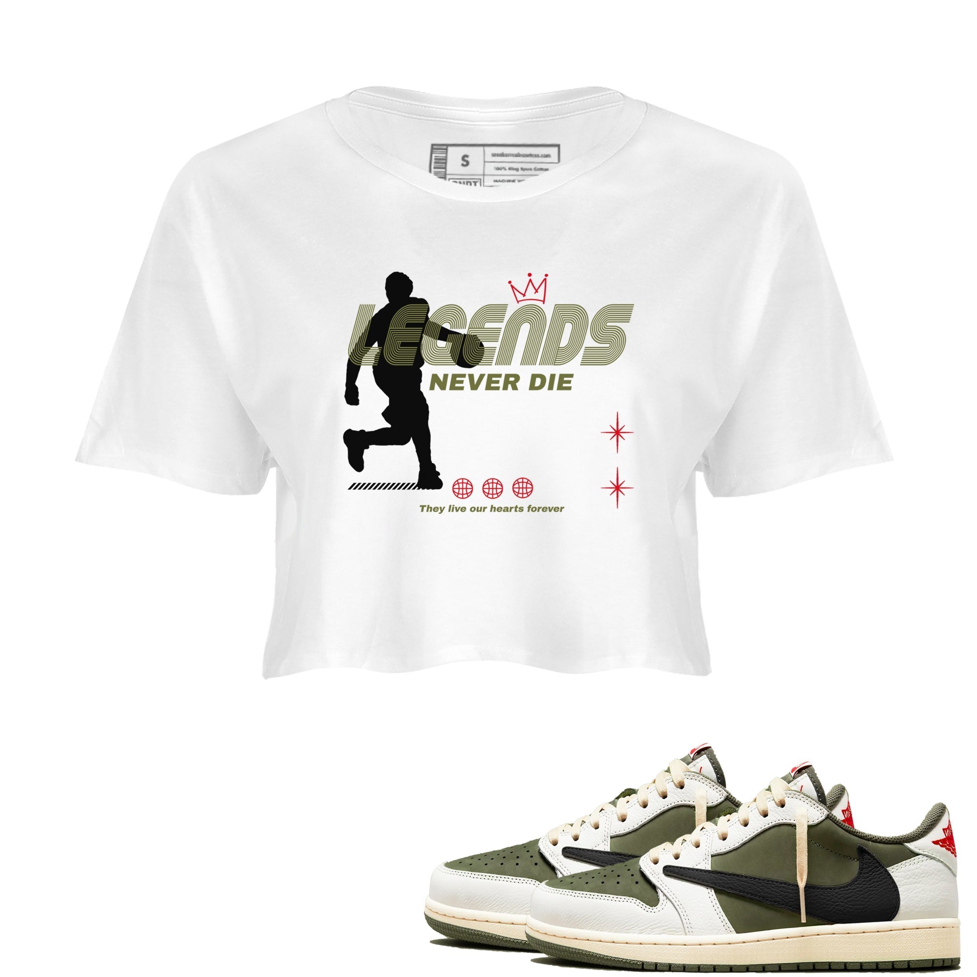 Legends Never Die snkmatch Women's Top - Air Jordan 1 Travis Scott Medium Olive