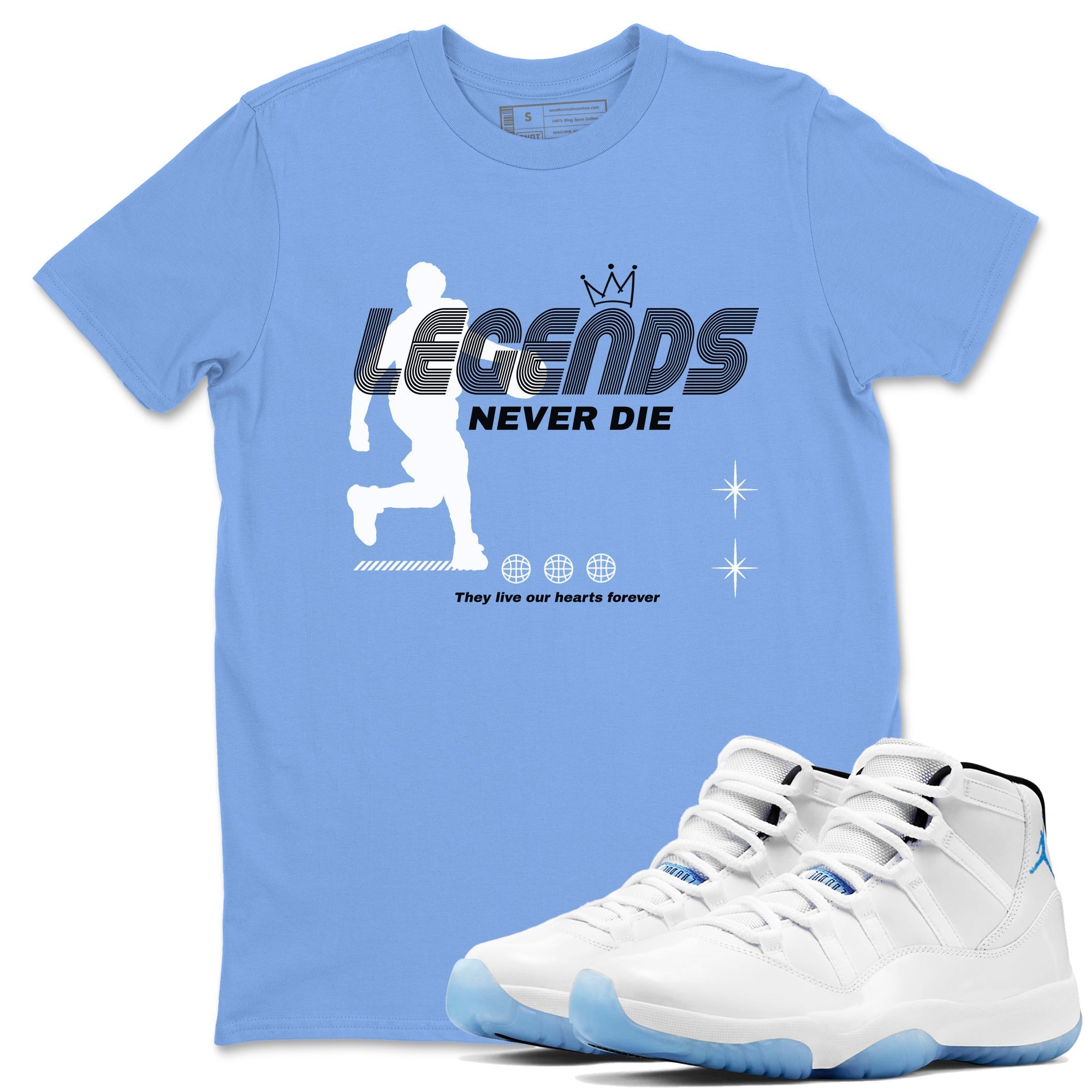 Legends Never Die snkmatch Tees - Air Jordan 11 Legend Blue