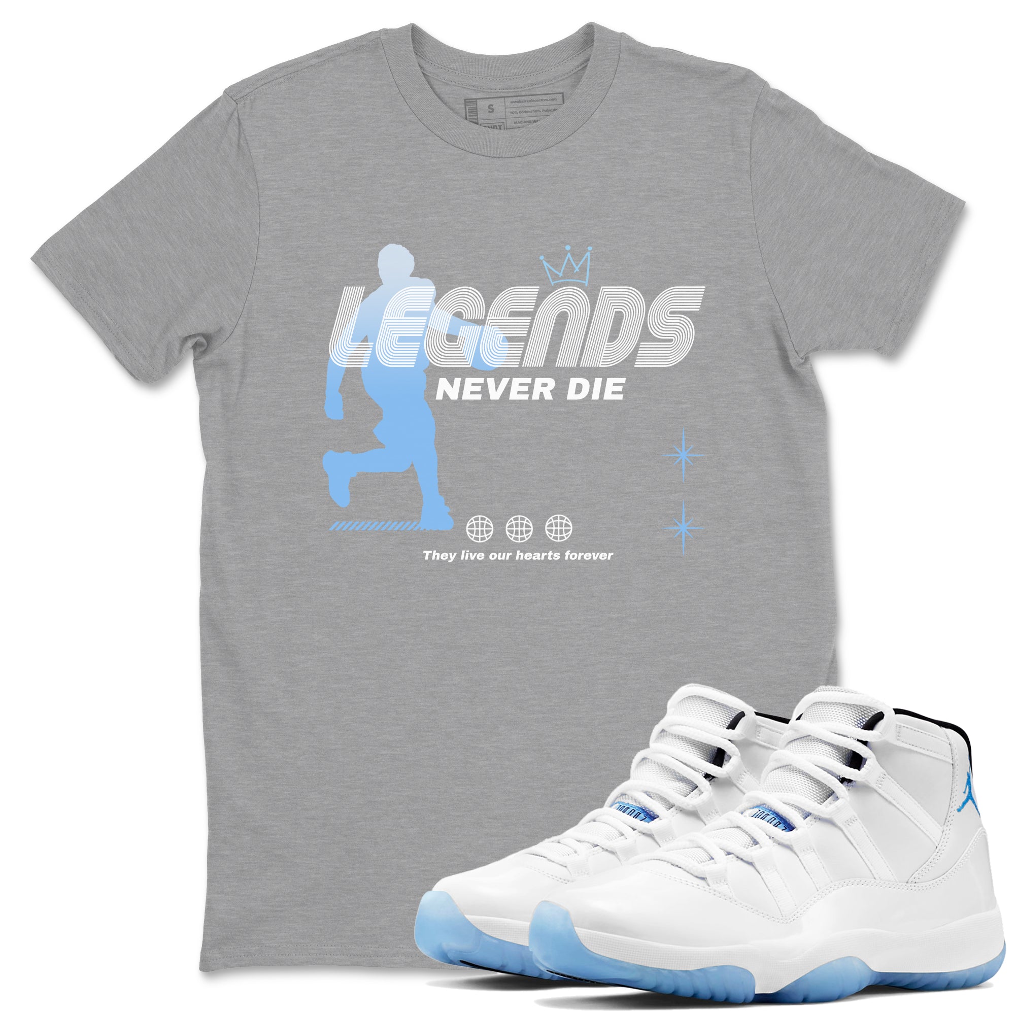 Legends Never Die snkmatch Tees - Air Jordan 11 Legend Blue