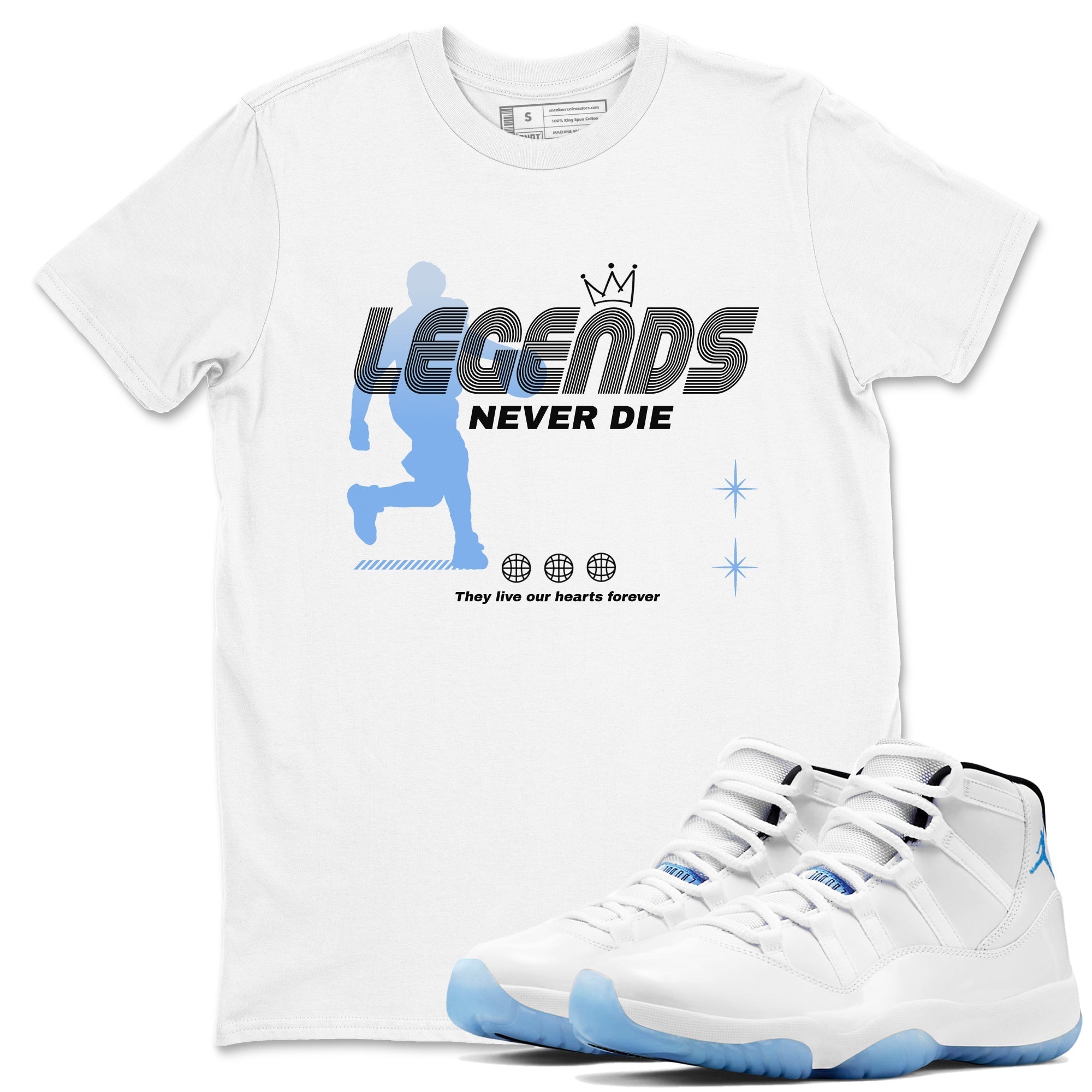 Legends Never Die snkmatch Tees - Air Jordan 11 Legend Blue