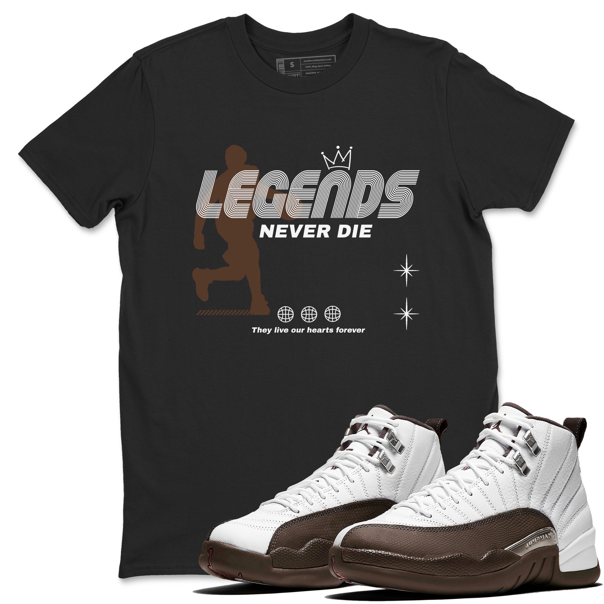 Legends Never Die snkmatch Tees - Air Jordan 12 Baroque Brown