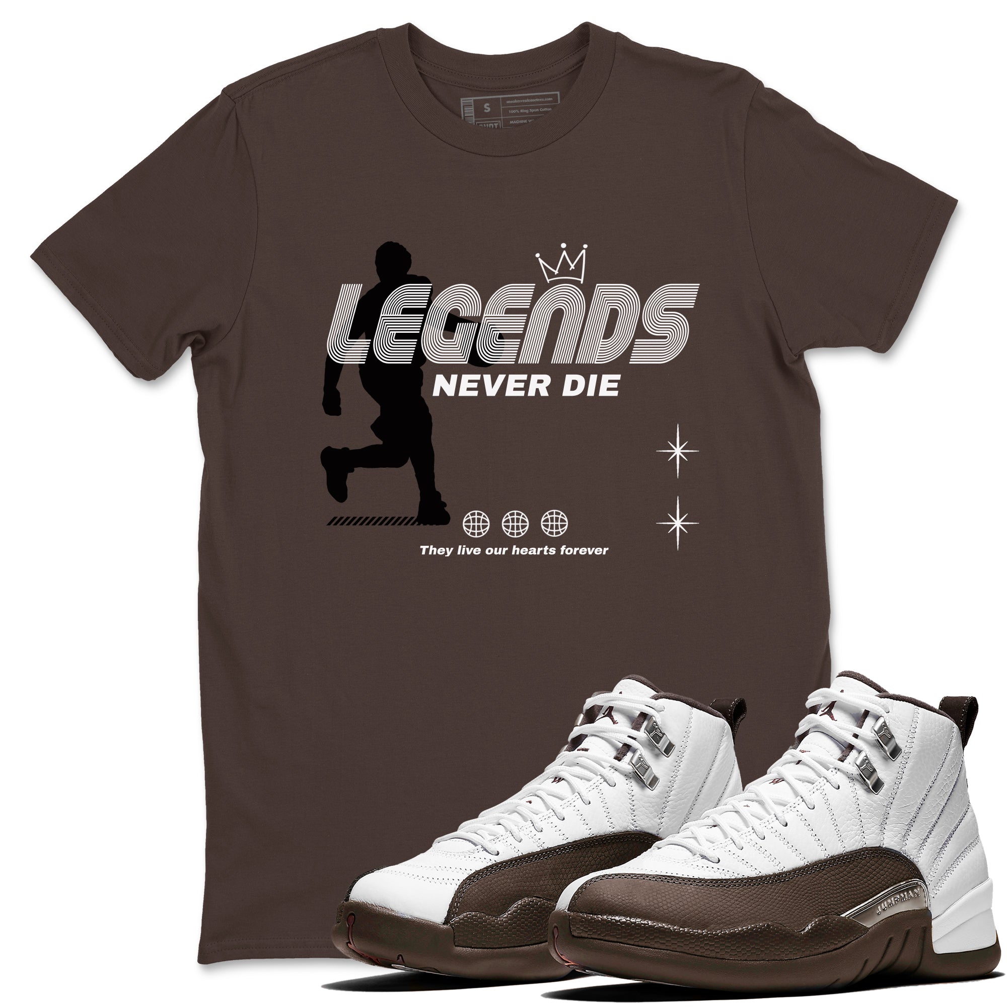 Legends Never Die snkmatch Tees - Air Jordan 12 Baroque Brown