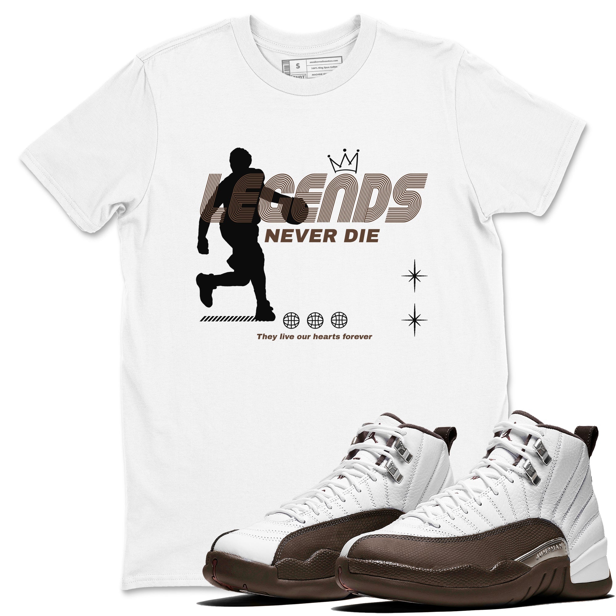 Legends Never Die snkmatch Tees - Air Jordan 12 Baroque Brown