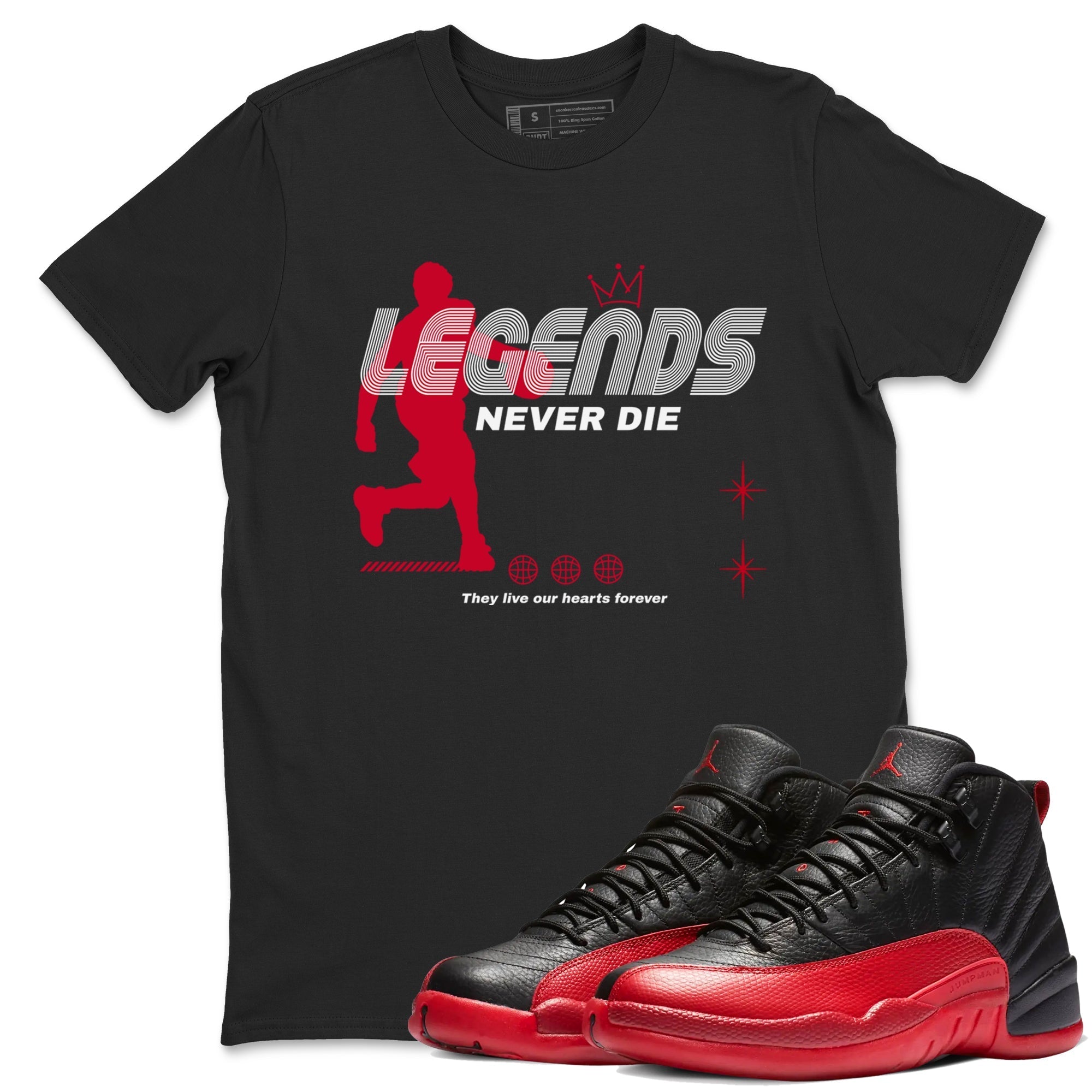 Legends Never Die snkmatch Tees - Air Jordan 12 Flu Game