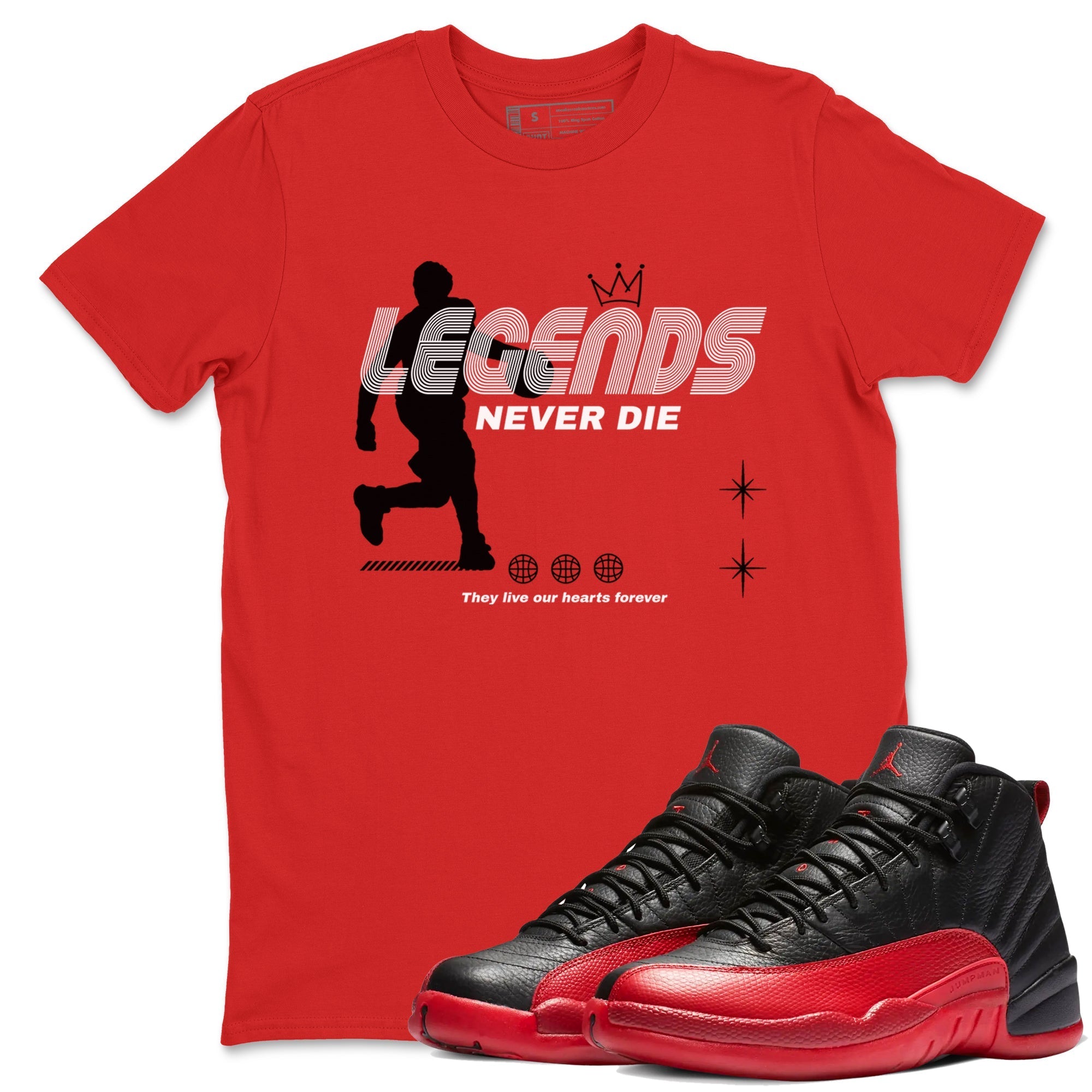 Legends Never Die snkmatch Tees - Air Jordan 12 Flu Game