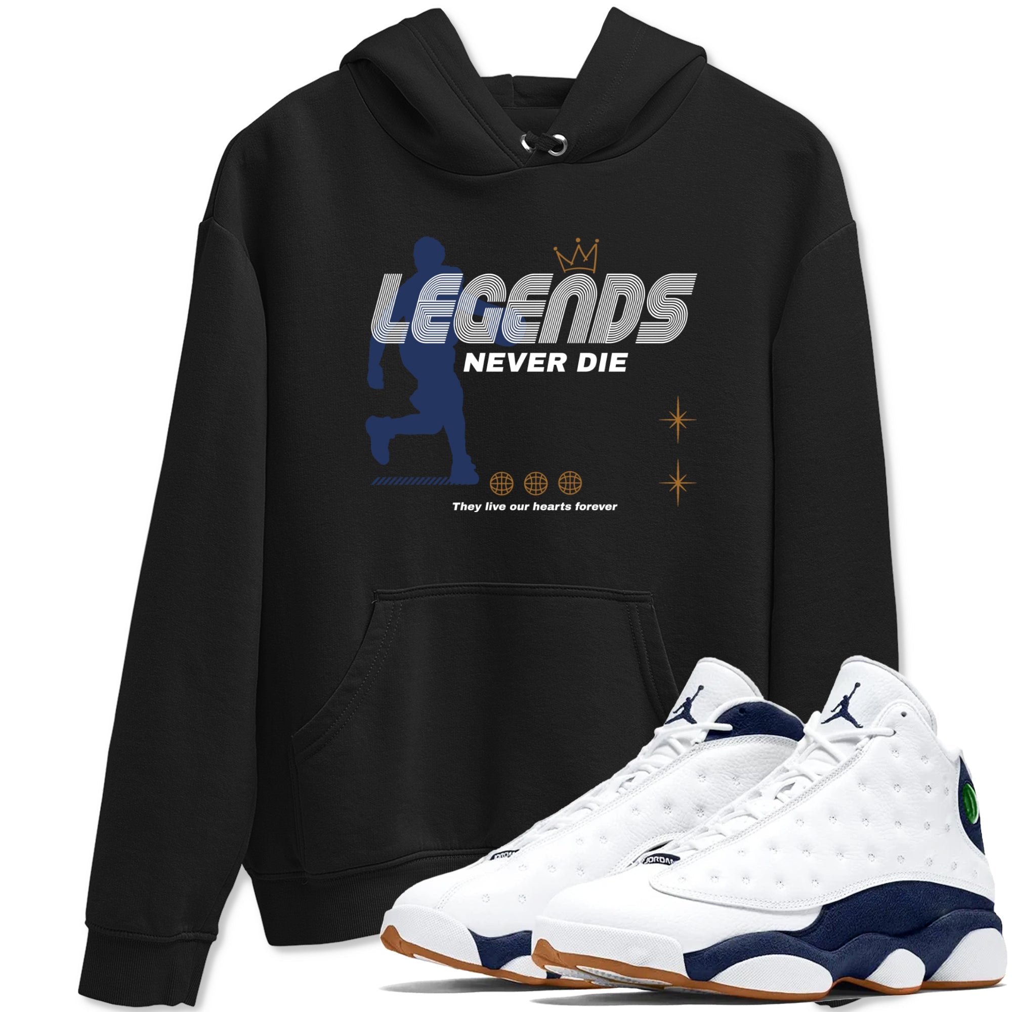 Legends Never Die snkmatch Tees - Air Jordan 13 Midnight Navy
