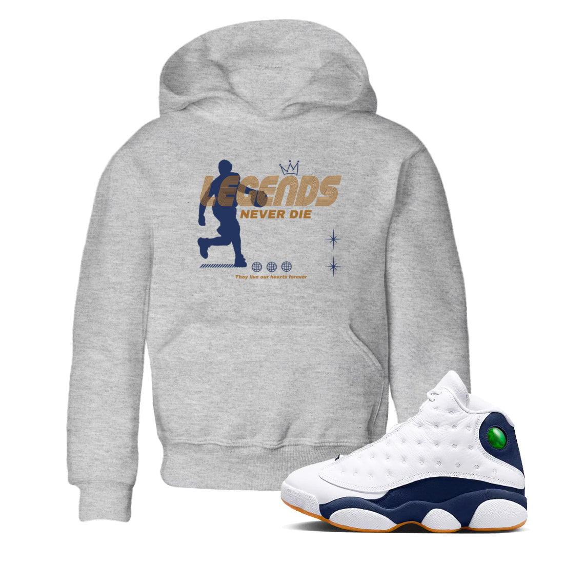 Legends Never Die snkmatch Tees Kids - Air Jordan 13 Midnight Navy