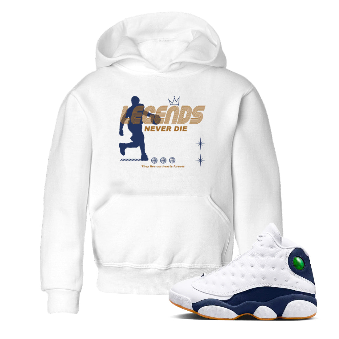 Legends Never Die snkmatch Tees Kids - Air Jordan 13 Midnight Navy