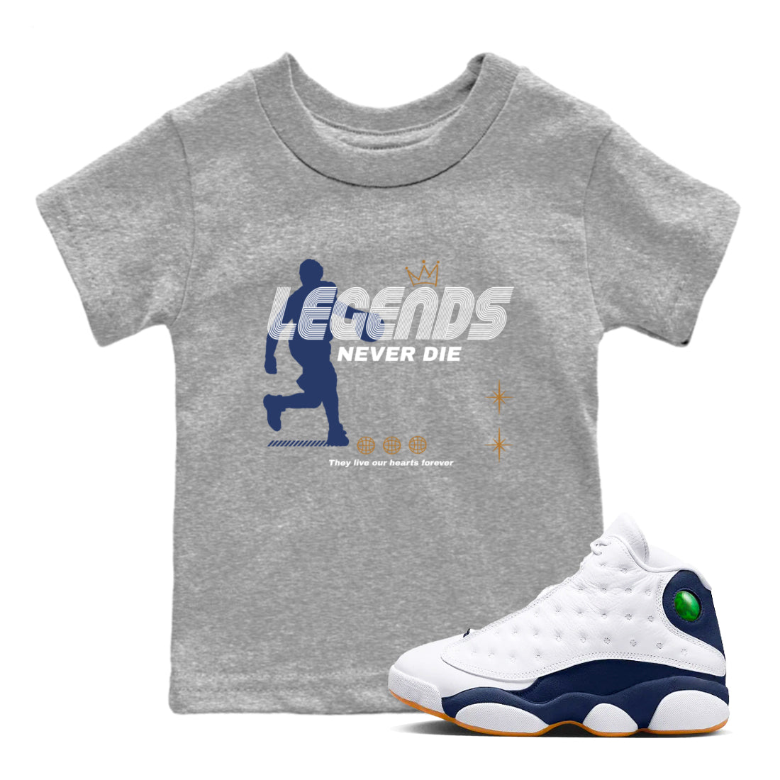 Legends Never Die snkmatch Tees Kids - Air Jordan 13 Midnight Navy