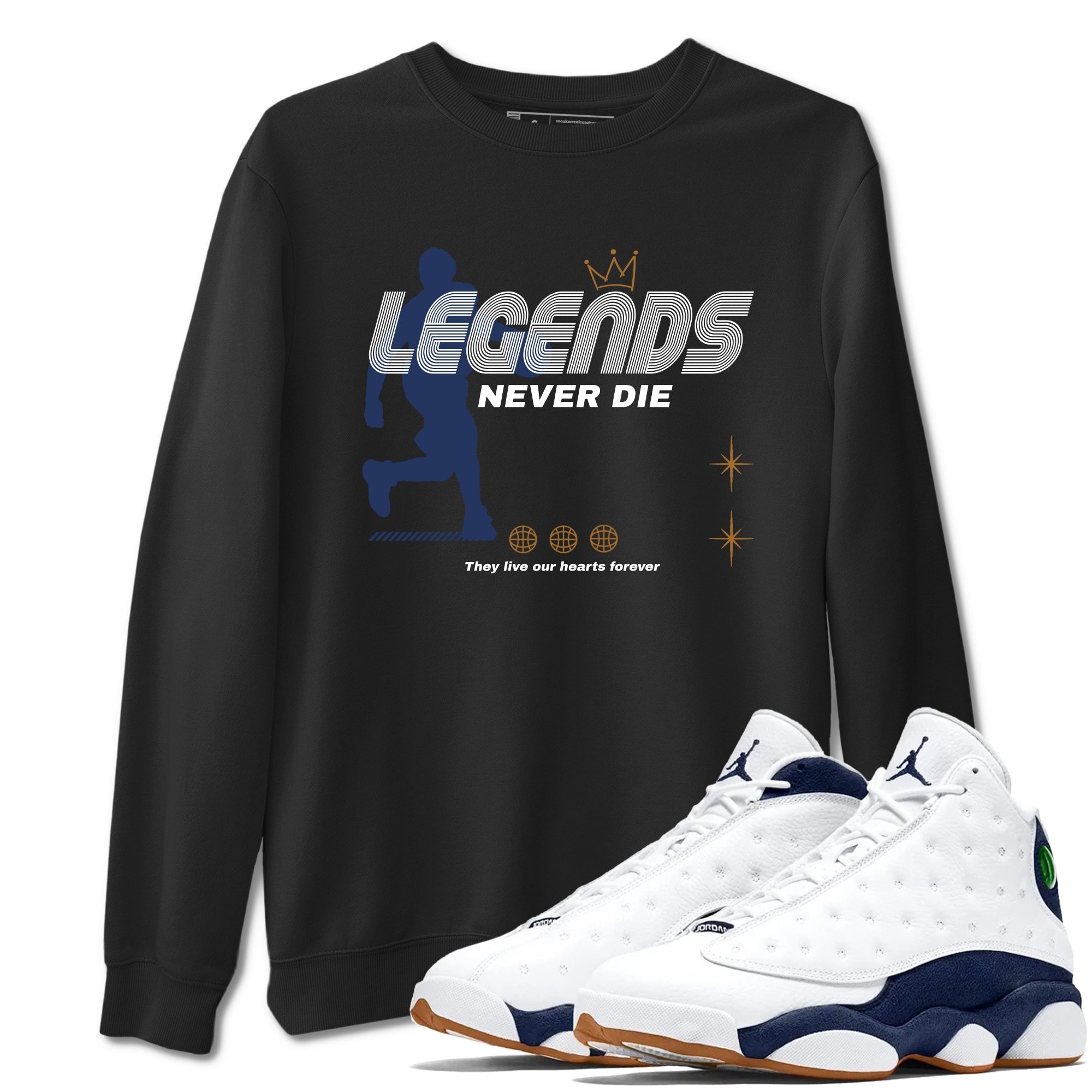 Legends Never Die snkmatch Tees - Air Jordan 13 Midnight Navy