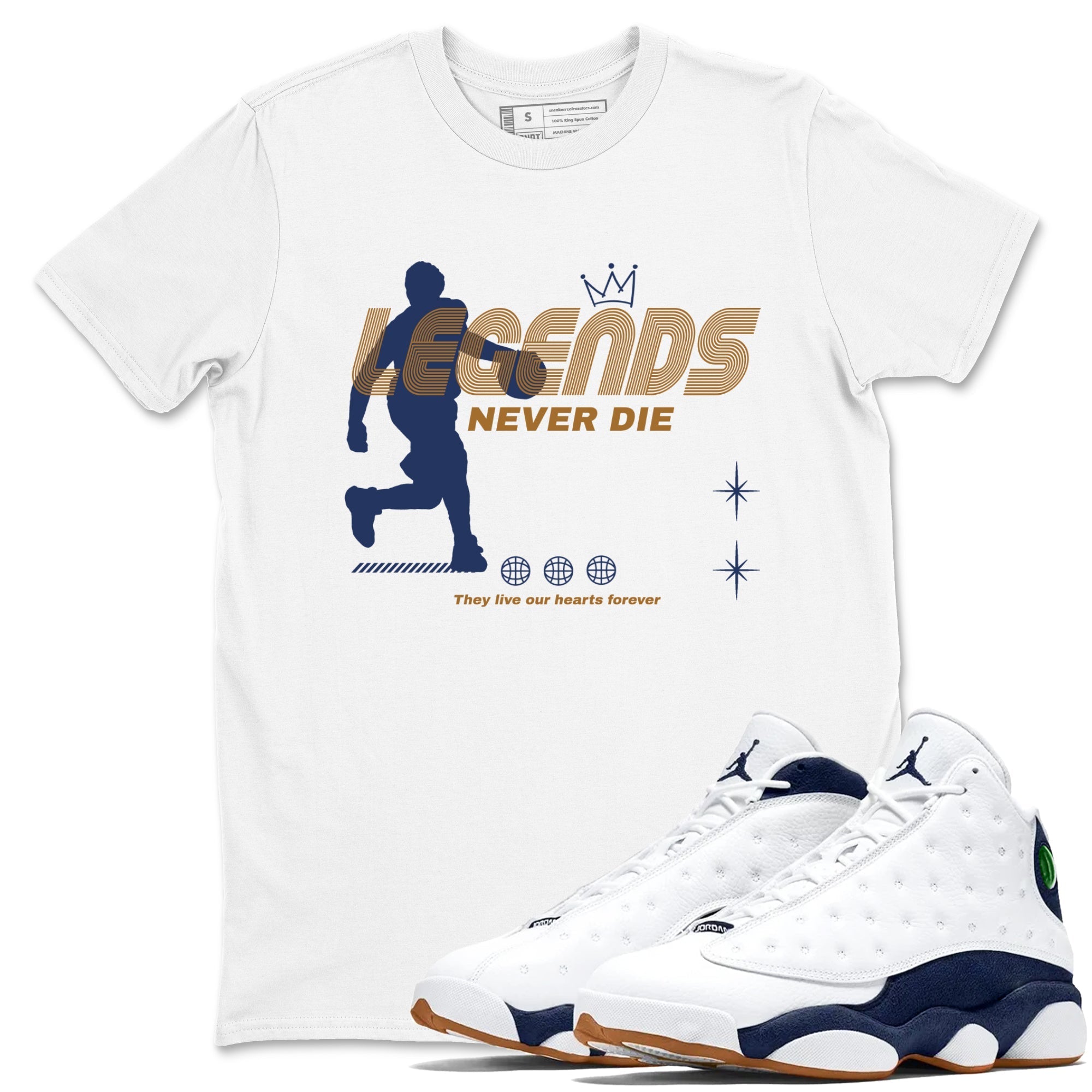 Legends Never Die snkmatch Tees - Air Jordan 13 Midnight Navy