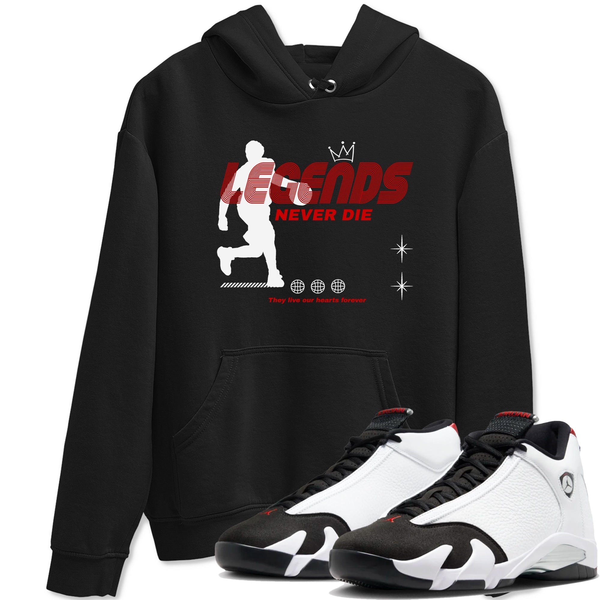 Legends Never Die snkmatch Tees - Air Jordan 14 Black Toe