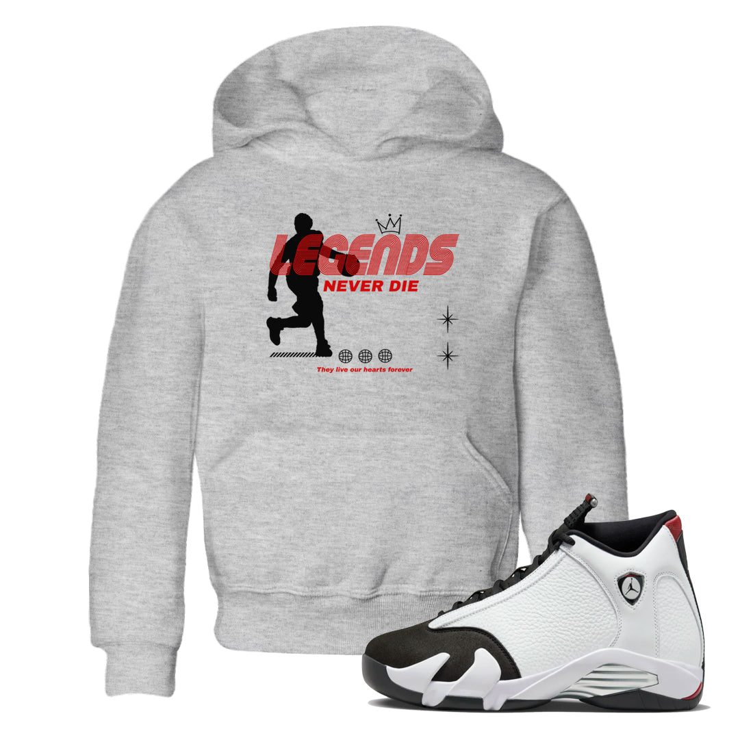 Legends Never Die snkmatch Tees Kids - Air Jordan 14 Black Toe