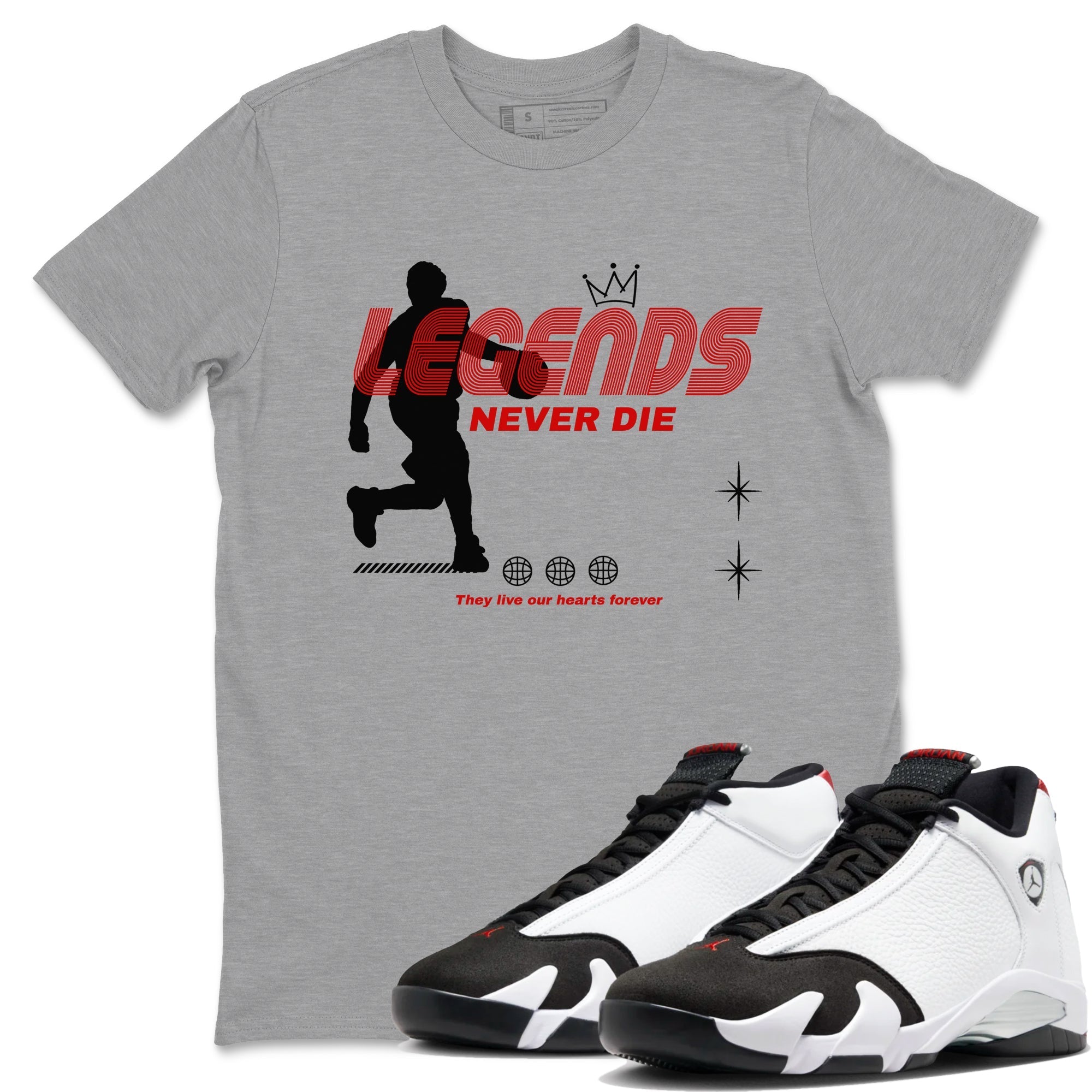 Legends Never Die snkmatch Tees - Air Jordan 14 Black Toe