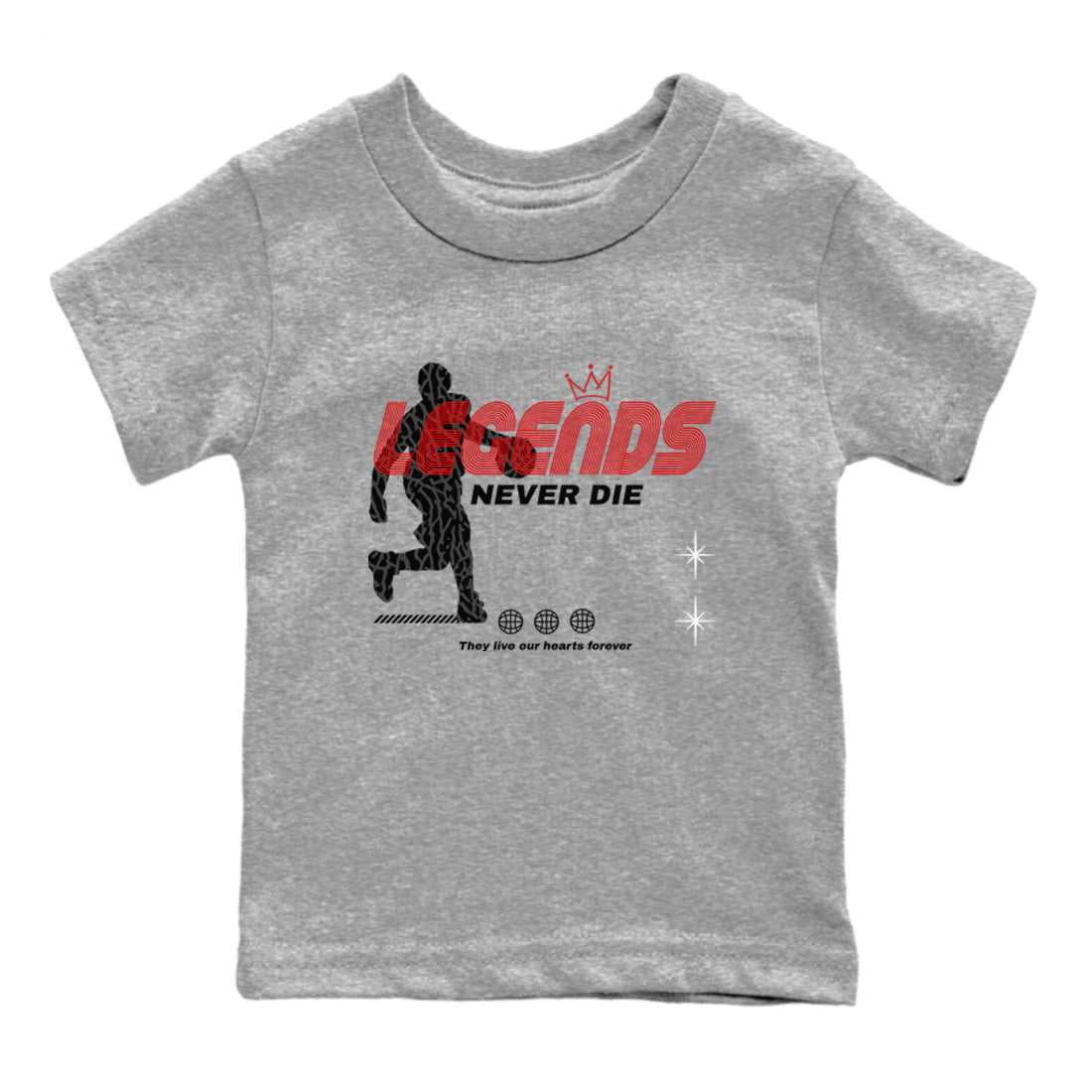 Legends Never Die snkmatch Tees Kids - Air Jordan 3 Black Cement