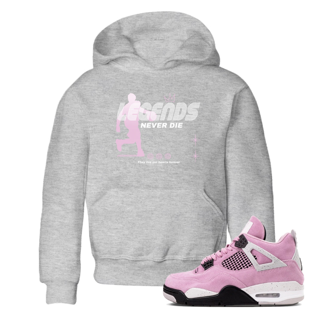 Legends Never Die snkmatch Tees Kids - Air Jordan 4 Orchid