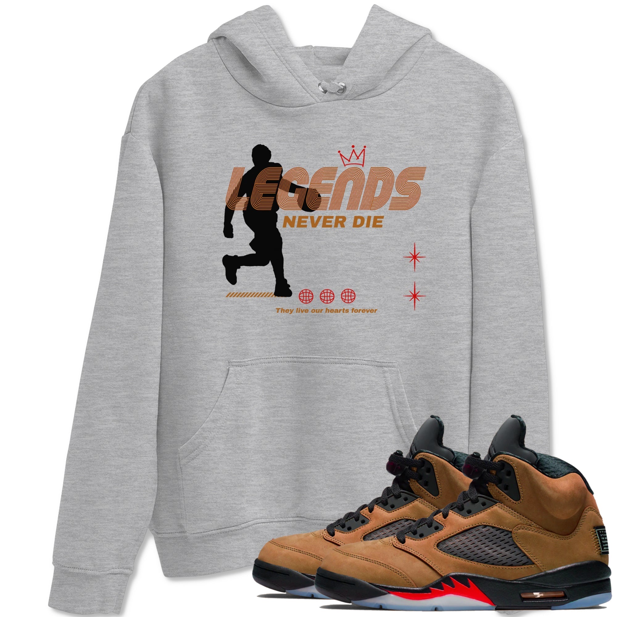 Legends Never Die snkmatch Tees - Air Jordan 5 Archaeo Brown