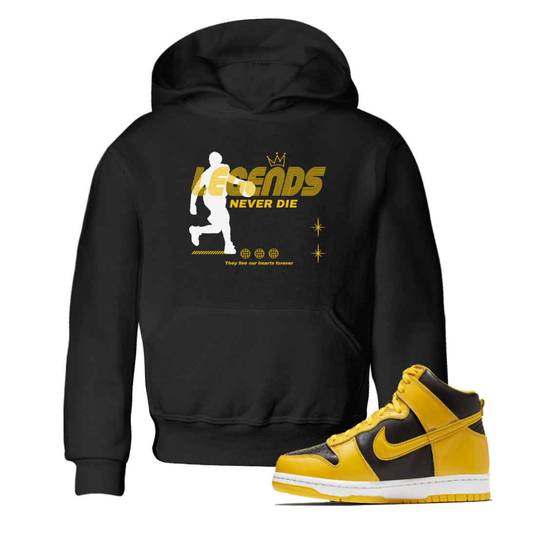 Legends Never Die snkmatch Tees Kids - Dunk High Pollen