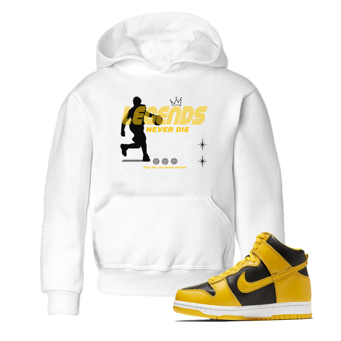 Legends Never Die snkmatch Tees Kids - Dunk High Pollen