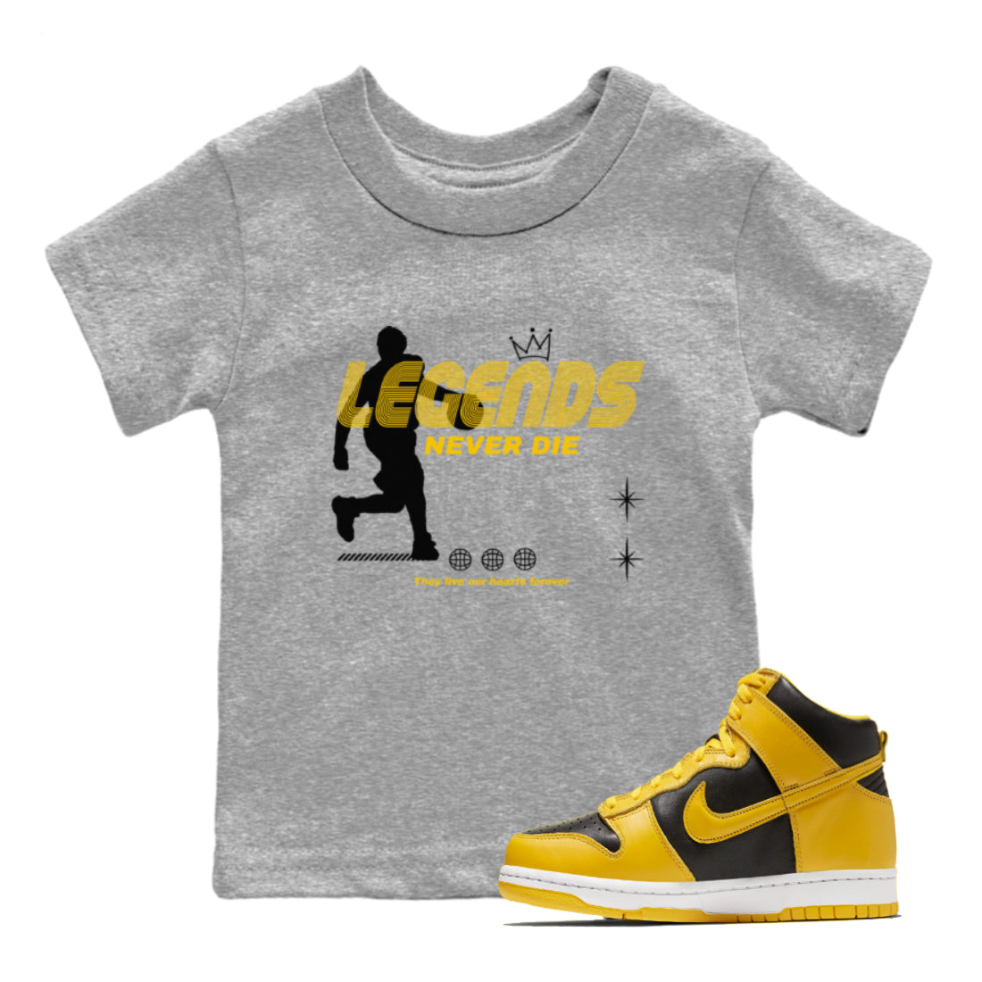 Legends Never Die snkmatch Tees Kids - Dunk High Pollen