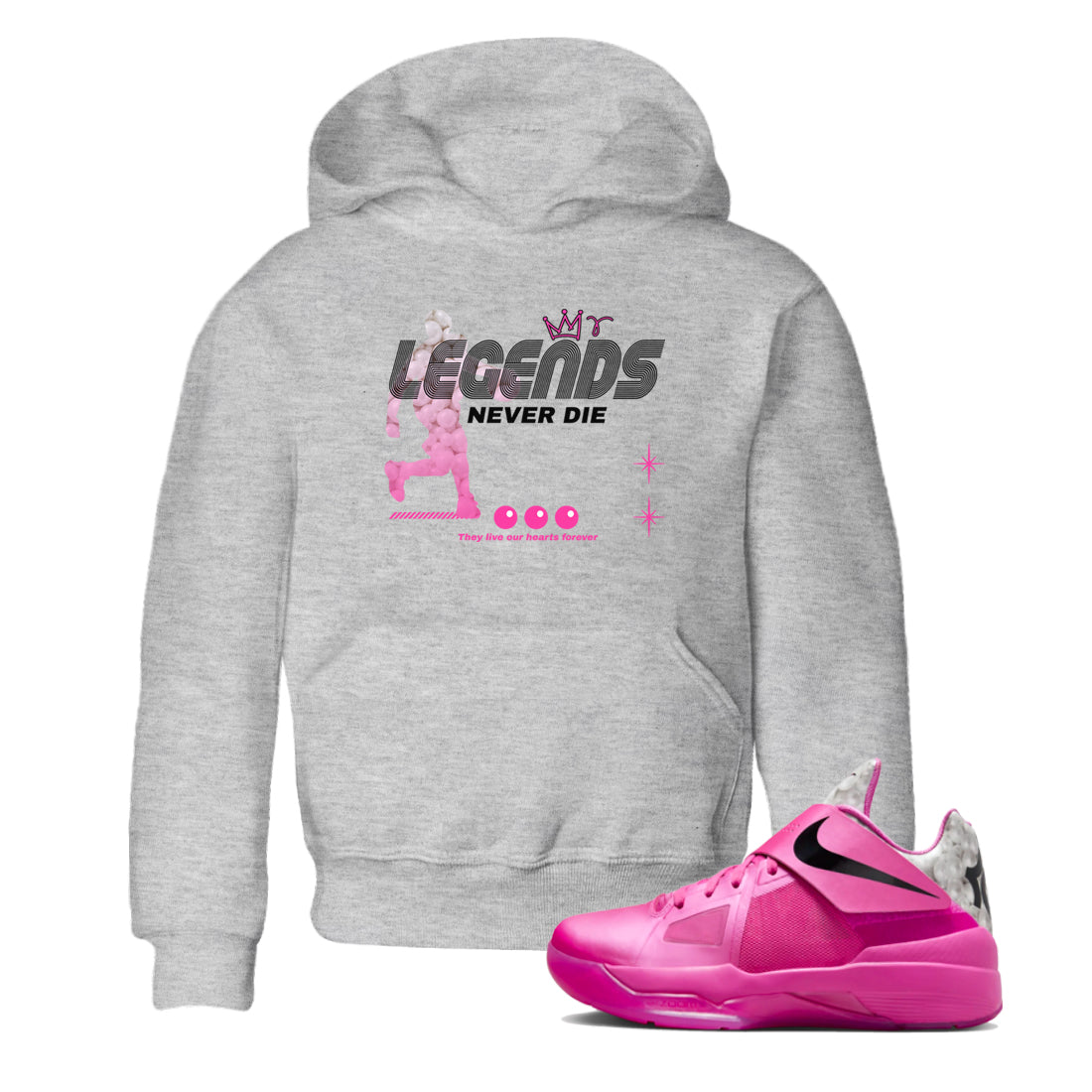 Legends Never Die snkmatch Tees Kids - Nike KD 4 Aunt Pearl