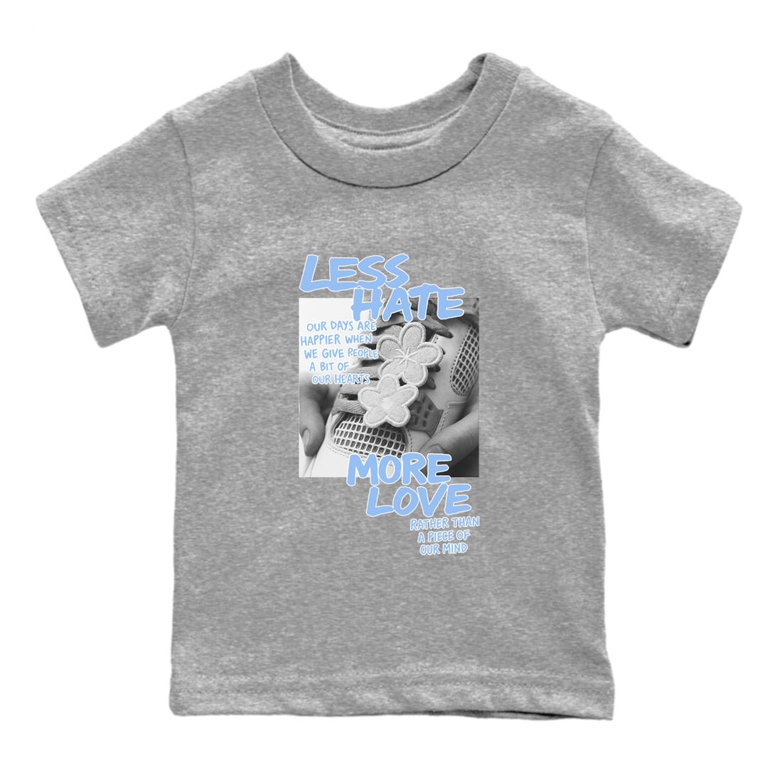 Less Hate More Love snkmatch Tees Kids - Air Jordan 4 Aluminum