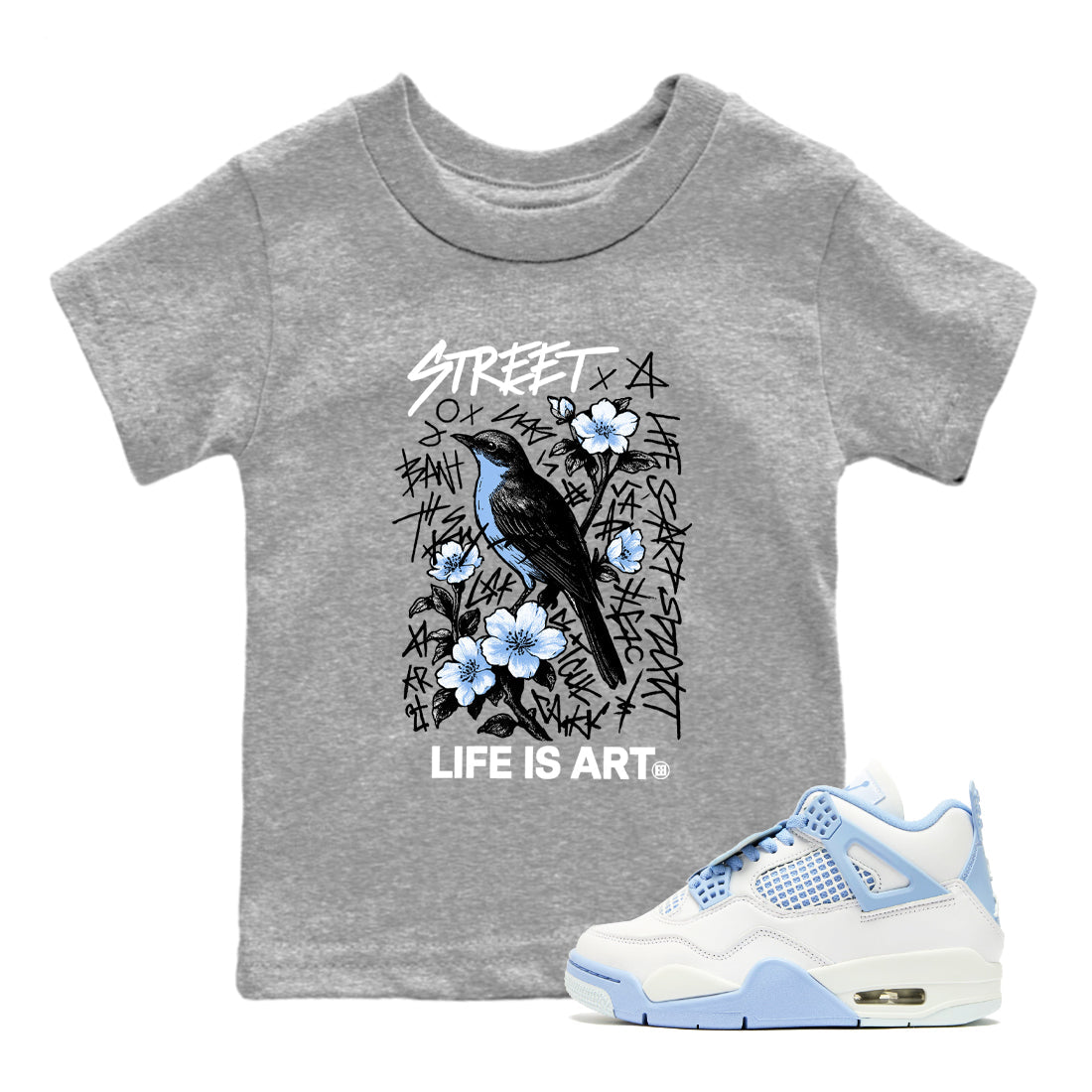 Life Is Art snkmatch Tees Kids - Air Jordan 4 Forget Me Not