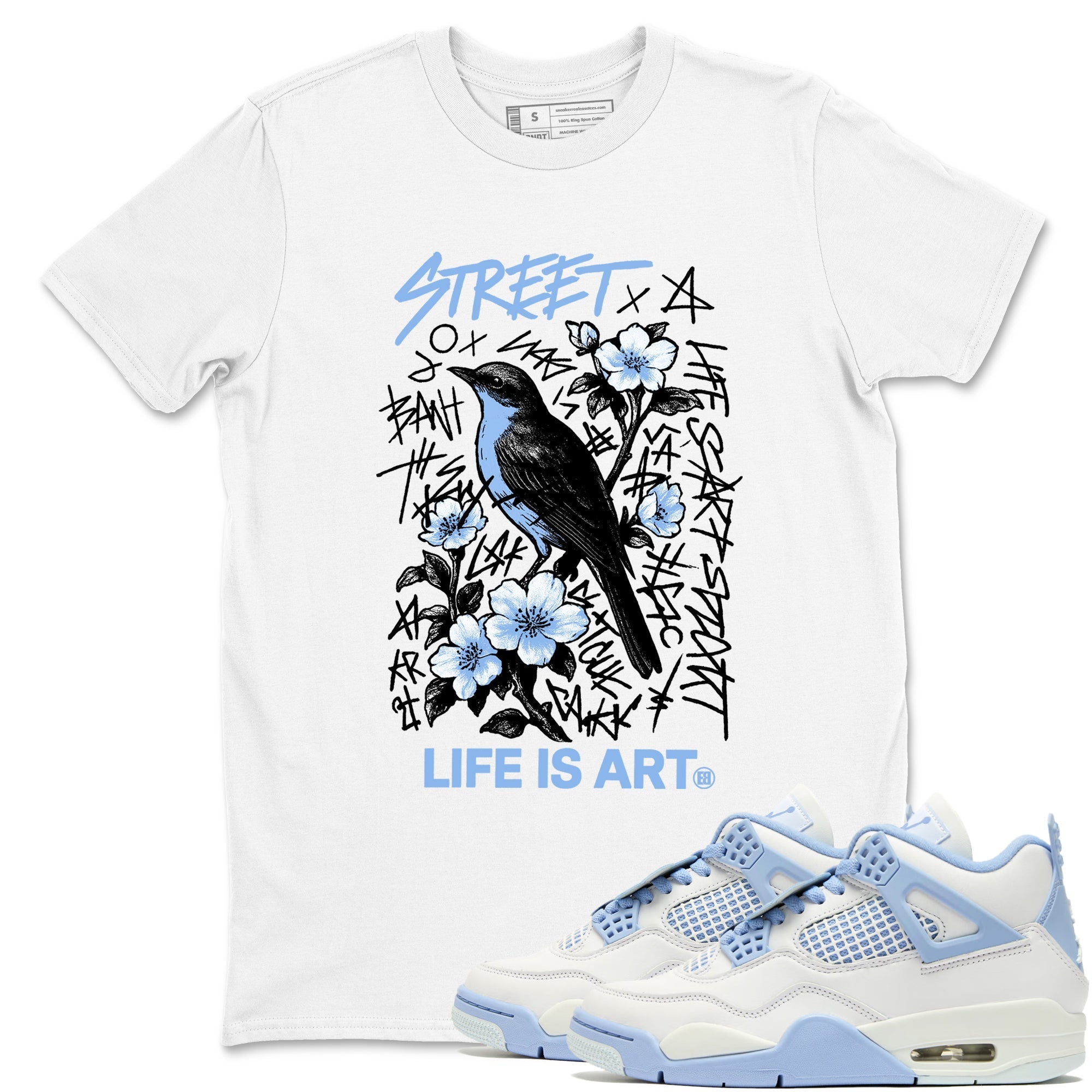Life Is Art snkmatch Tees - Air Jordan 4 Forget Me Not