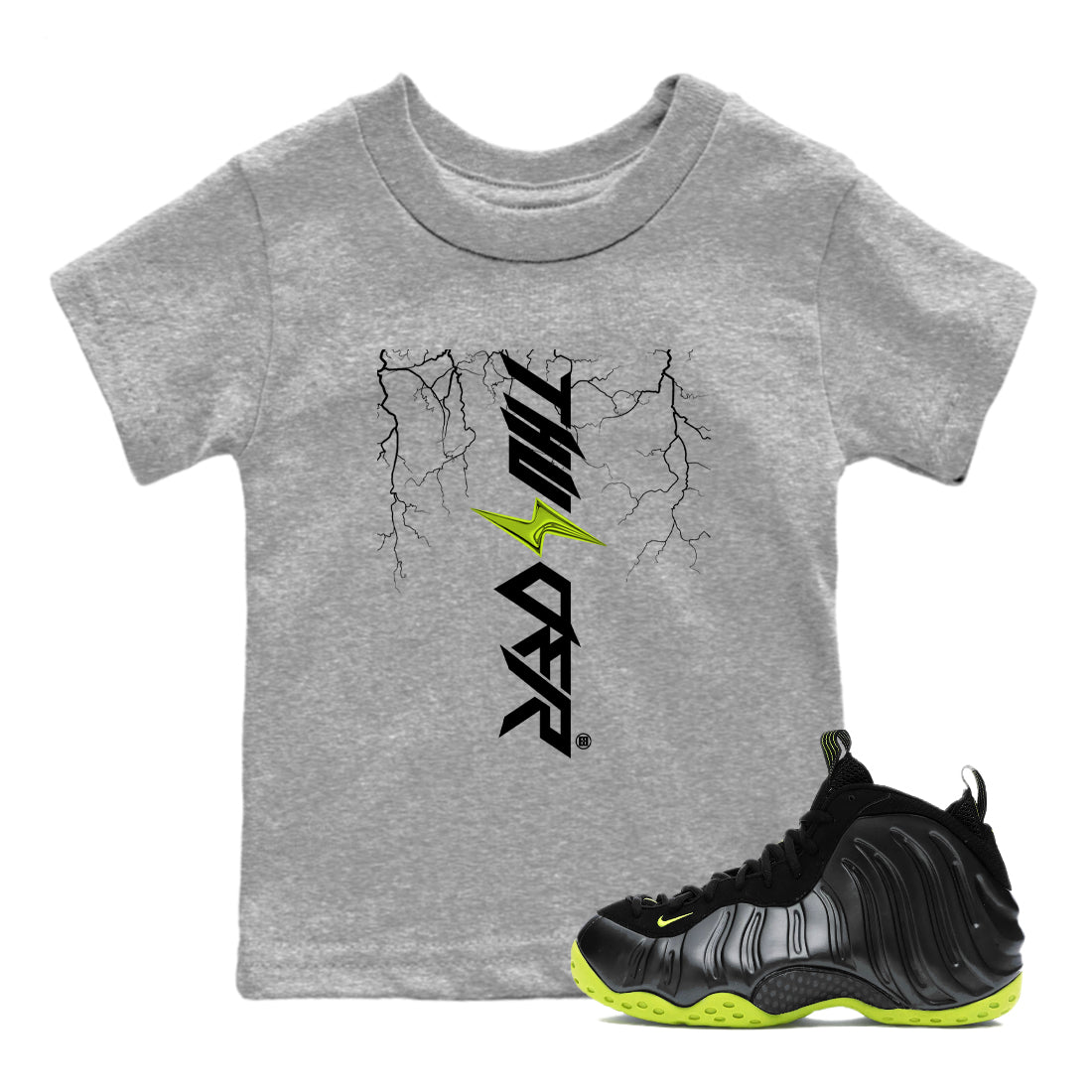 Lightning Thunder snkmatch Tees Kids - Air Foamposite One Black Volt