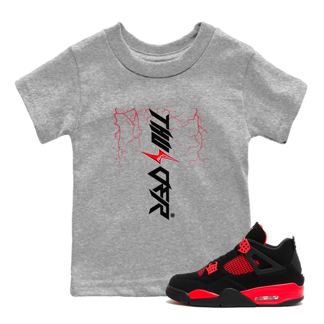 Lightning Thunder snkmatch Tees Kids - Air Jordan 4 Red Thunder