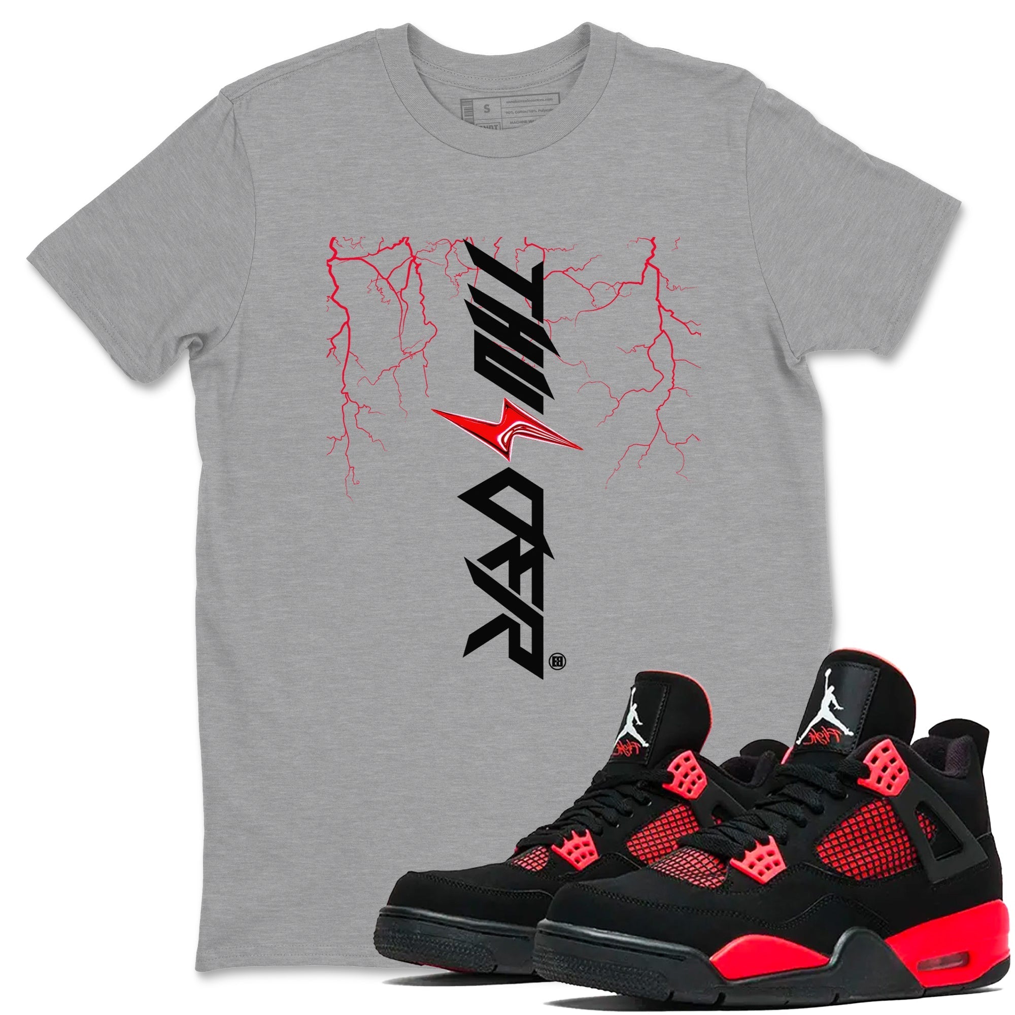 Lightning Thunder snkmatch Tees - Air Jordan 4 Red Thunder