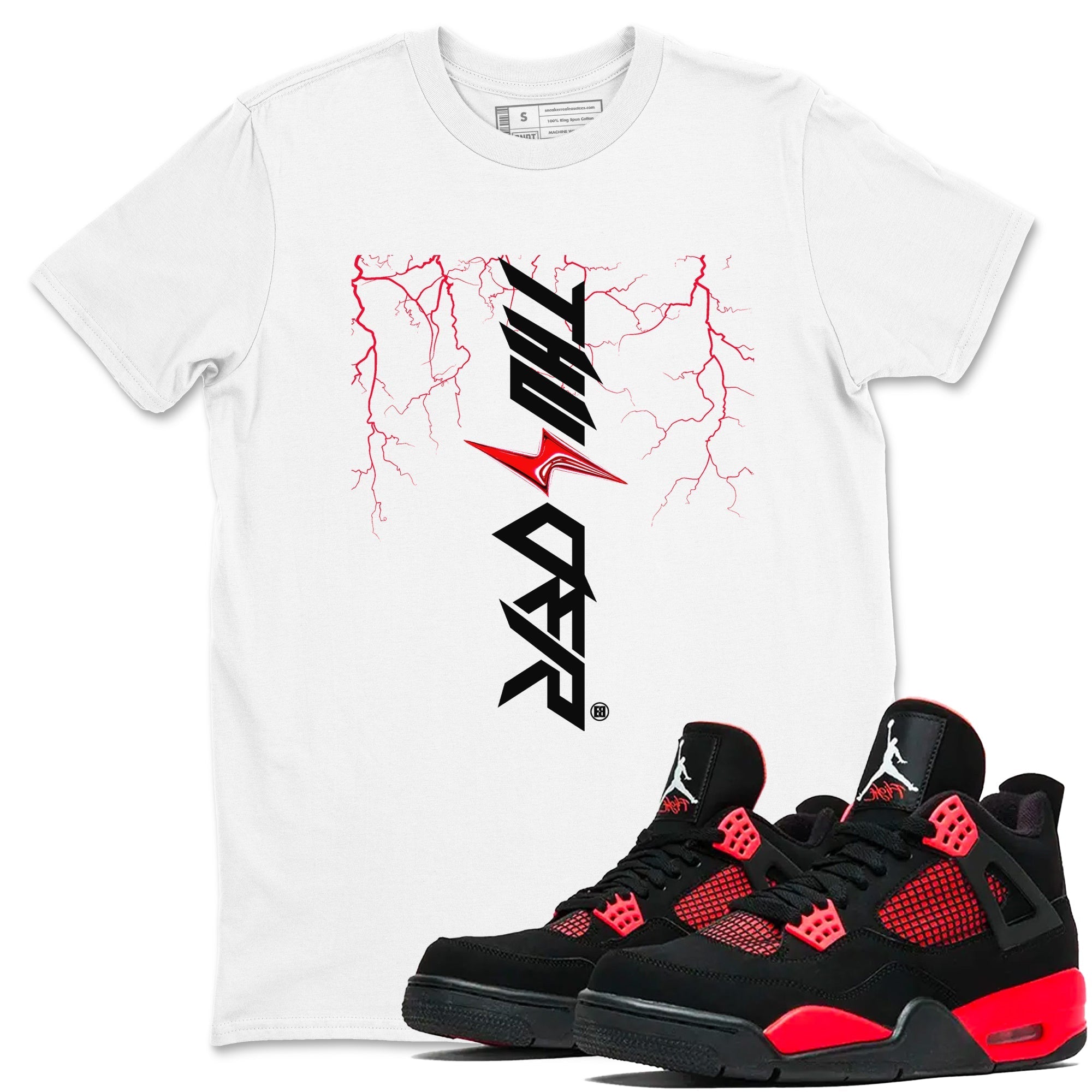 Lightning Thunder snkmatch Tees - Air Jordan 4 Red Thunder