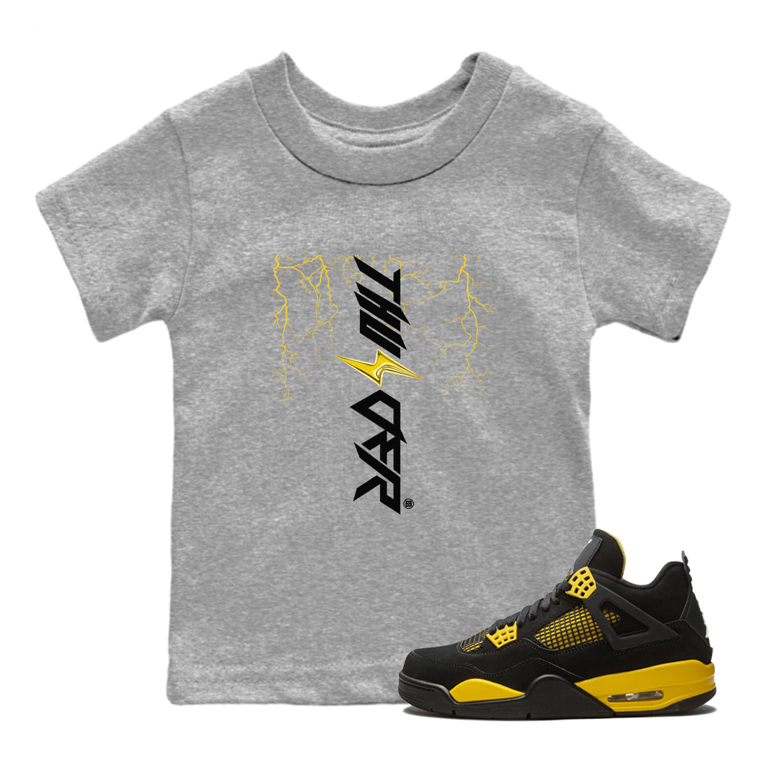 Lightning Thunder snkmatch Tees Kids - Air Jordan 4 Thunder