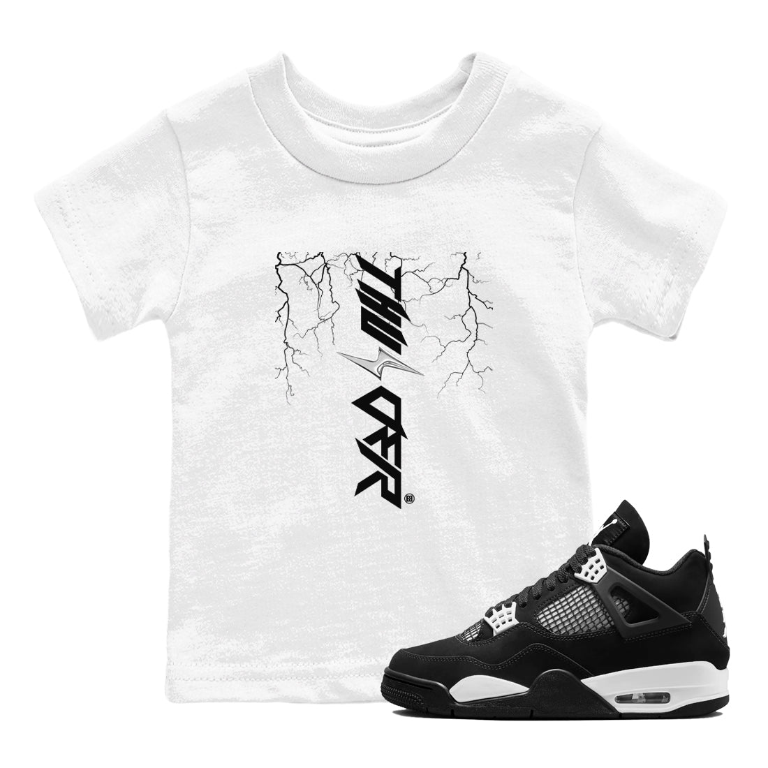 Lightning Thunder snkmatch Tees Kids - Air Jordan 4 White Thunder